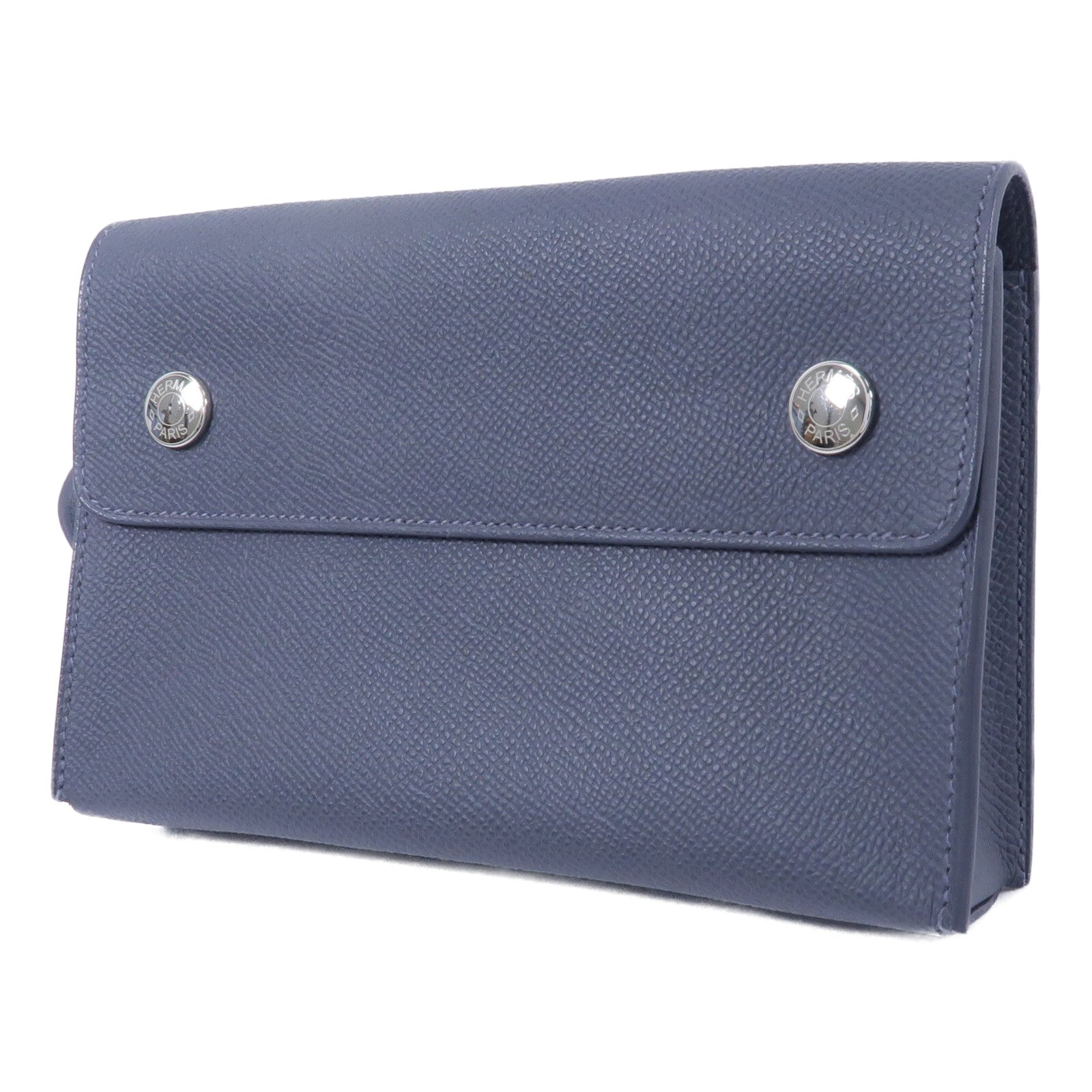 HERMES Epsom皮革Hermesnap Wallet Bag肩背袋Ardoise