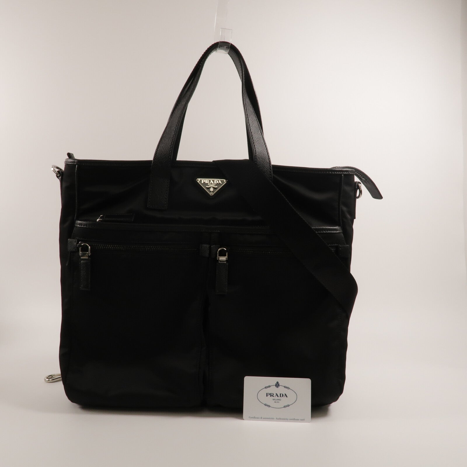 PRADA 尼龍/Saffiano皮革Tote Bag手挽肩背兩用袋