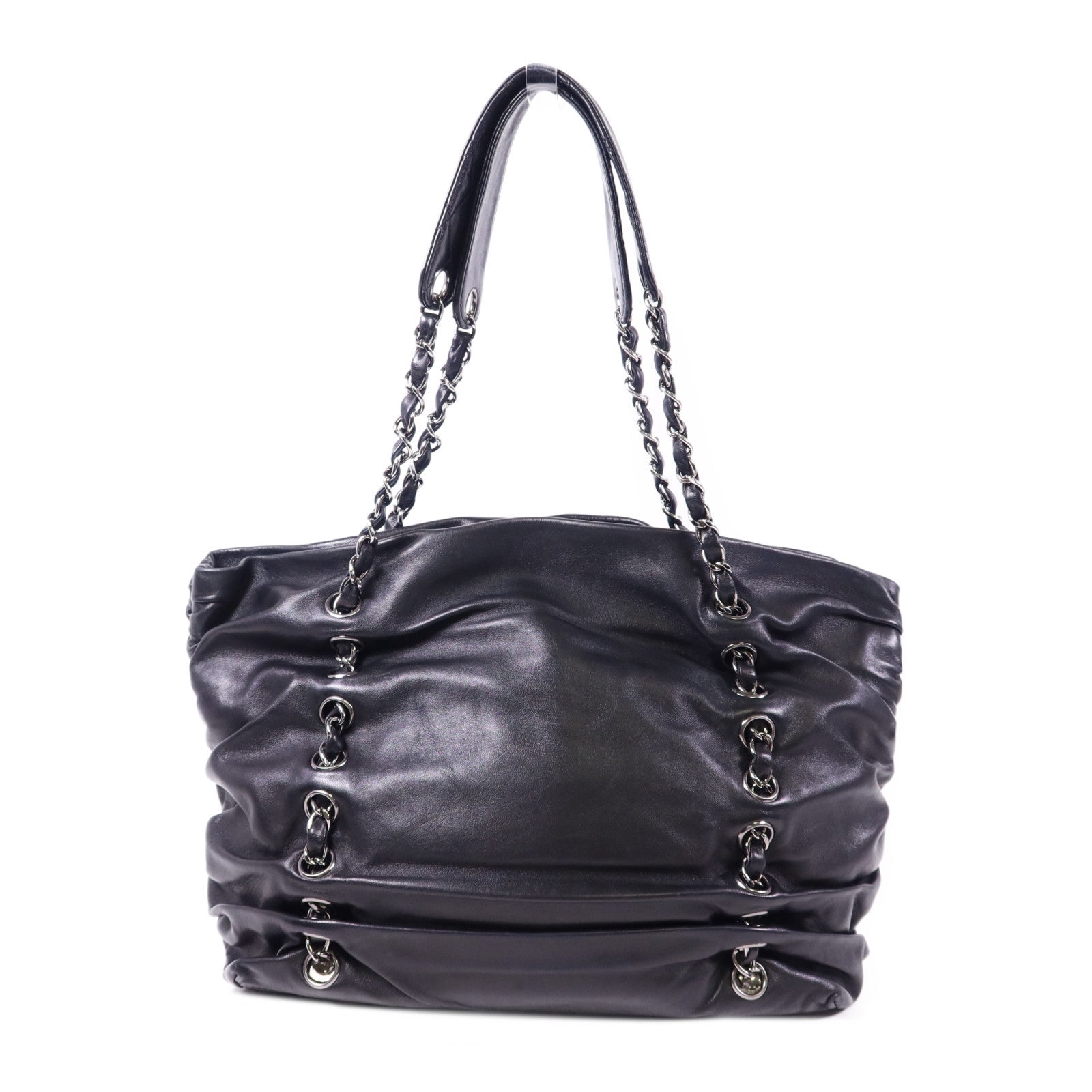 CHANEL 羊皮皮革Chain Shoulder Bag銀扣肩背袋