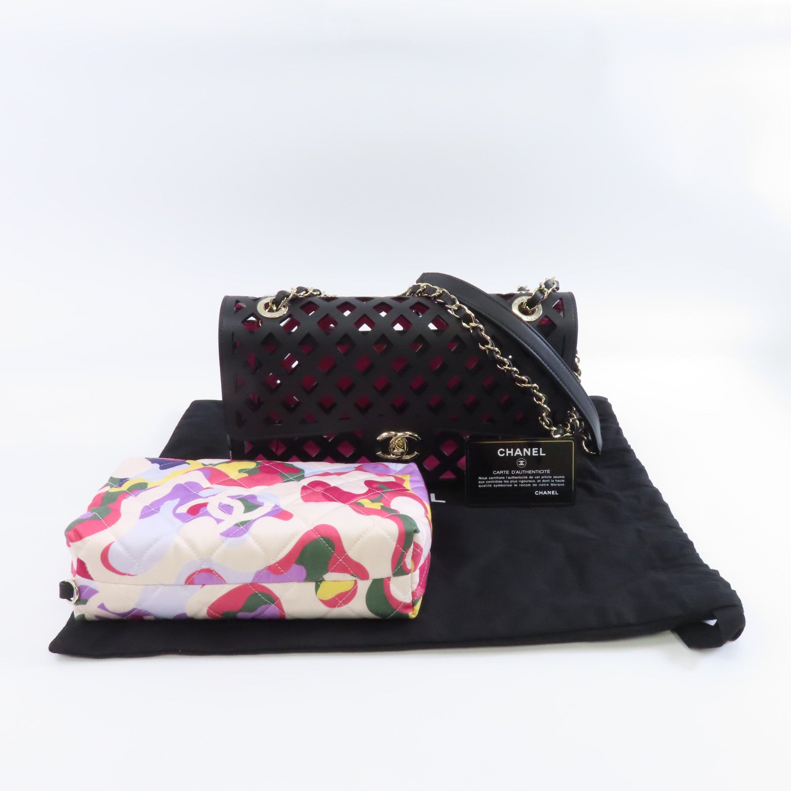 CHANEL 牛皮皮革Chain Shoulder Bag金扣肩背袋黑色