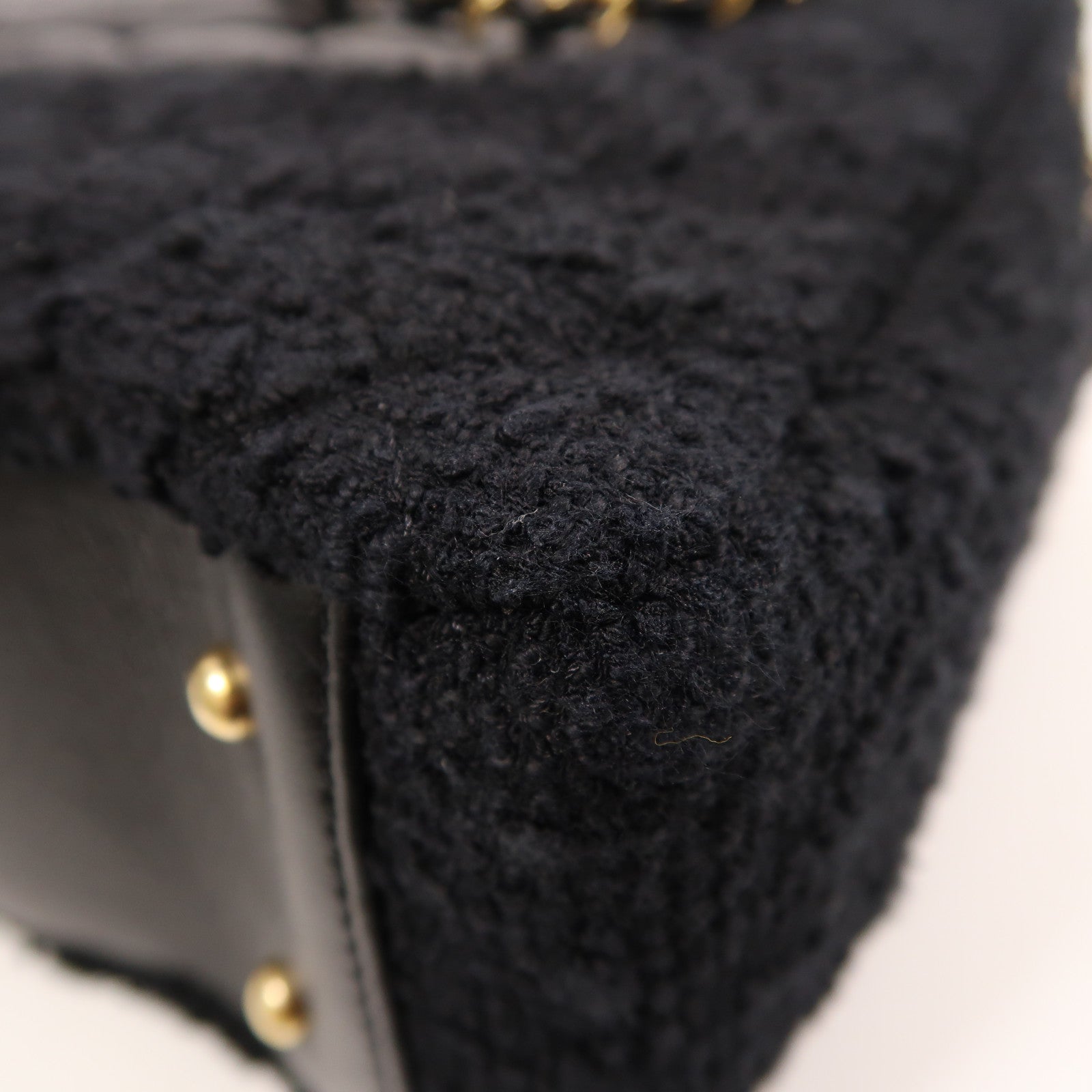 CHANEL 牛皮皮革/粗花呢2 Way Shoulder金扣手挽肩背兩用袋