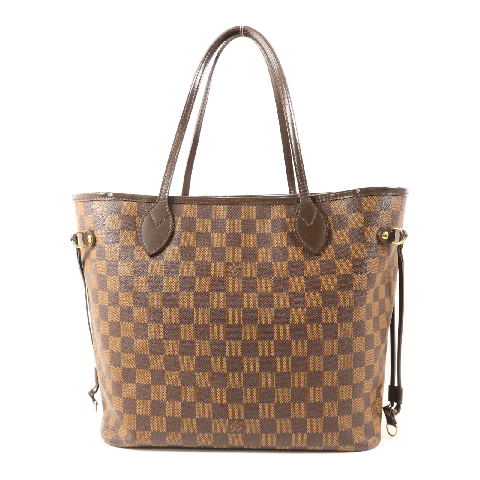 LOUIS VUITTON Damier Neverfull MM金扣手挽袋