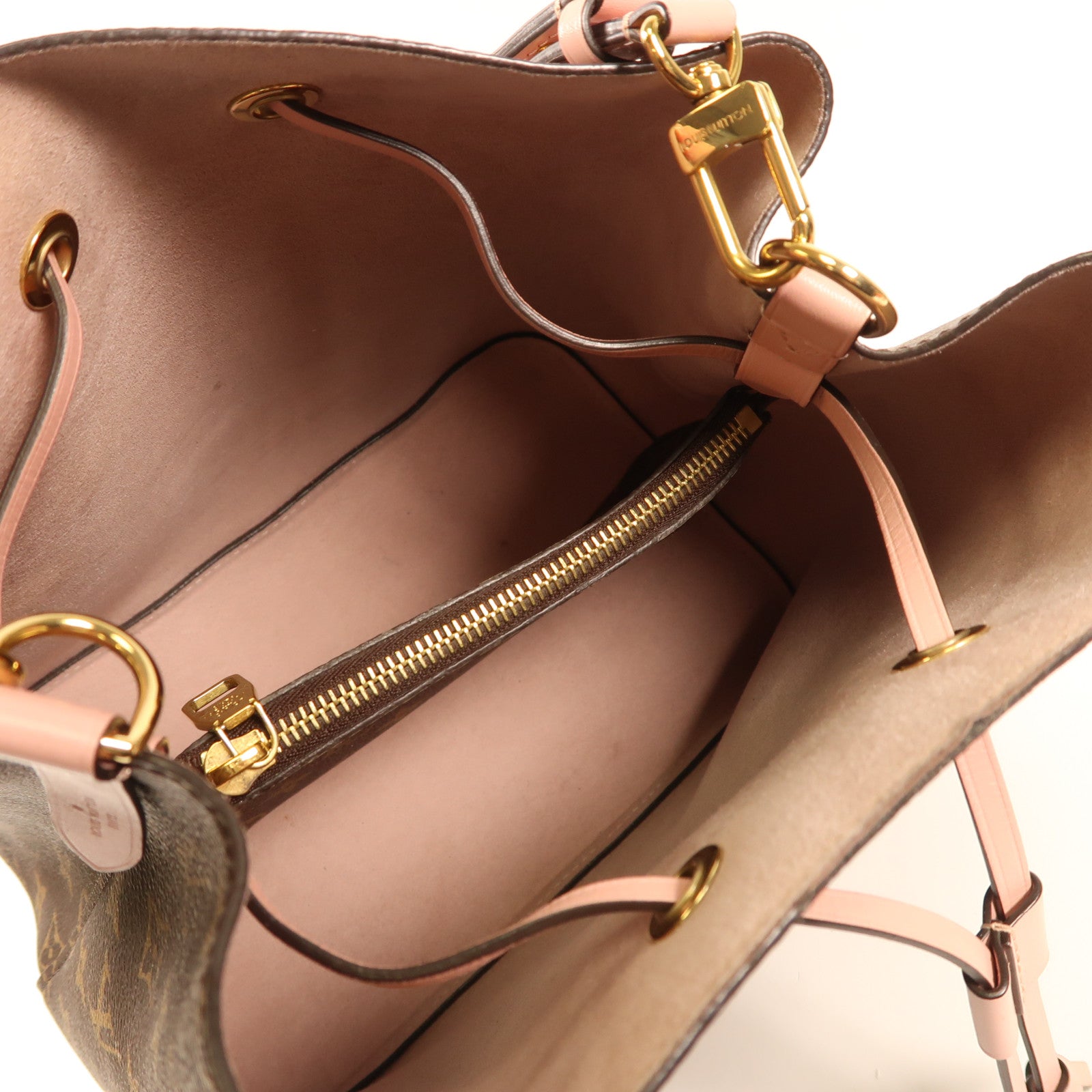 LOUIS VUITTON Monogram Neo Noe金扣手挽肩背兩用袋棕色/粉紅色