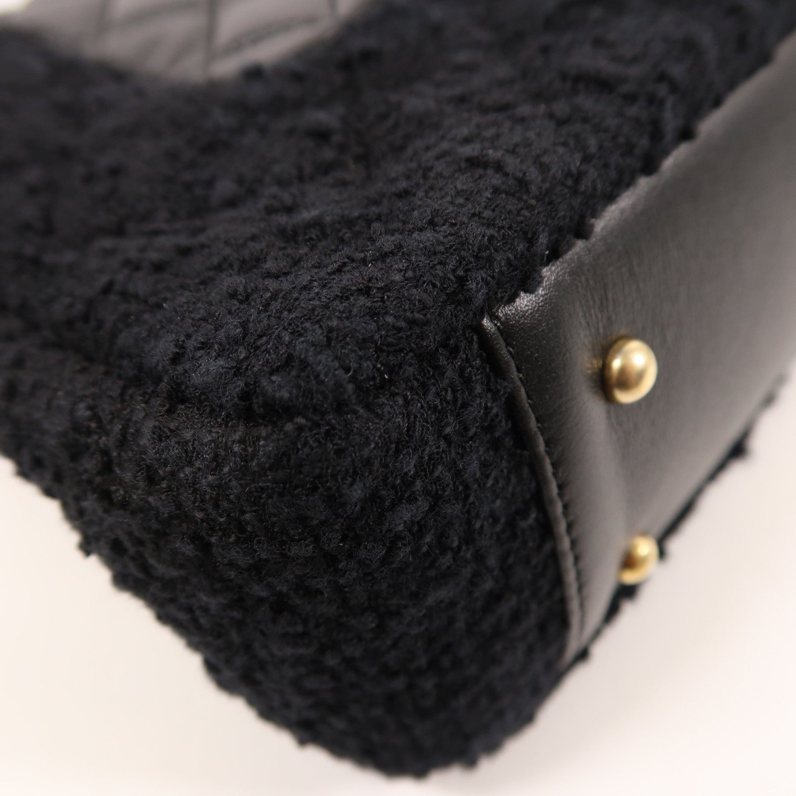 CHANEL 牛皮皮革/粗花呢2 Way Shoulder金扣手挽肩背兩用袋