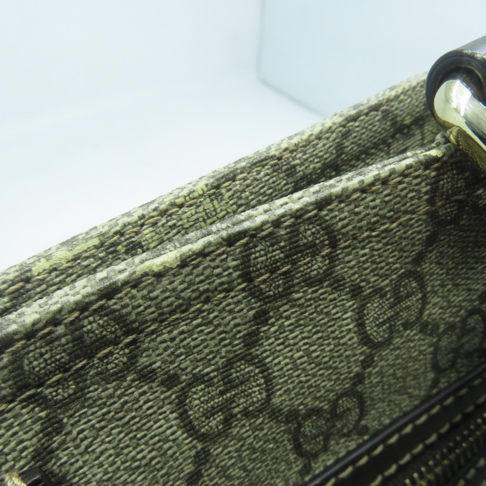 GUCCI 塗層帆布Shoulder Bag金扣肩背袋啡色