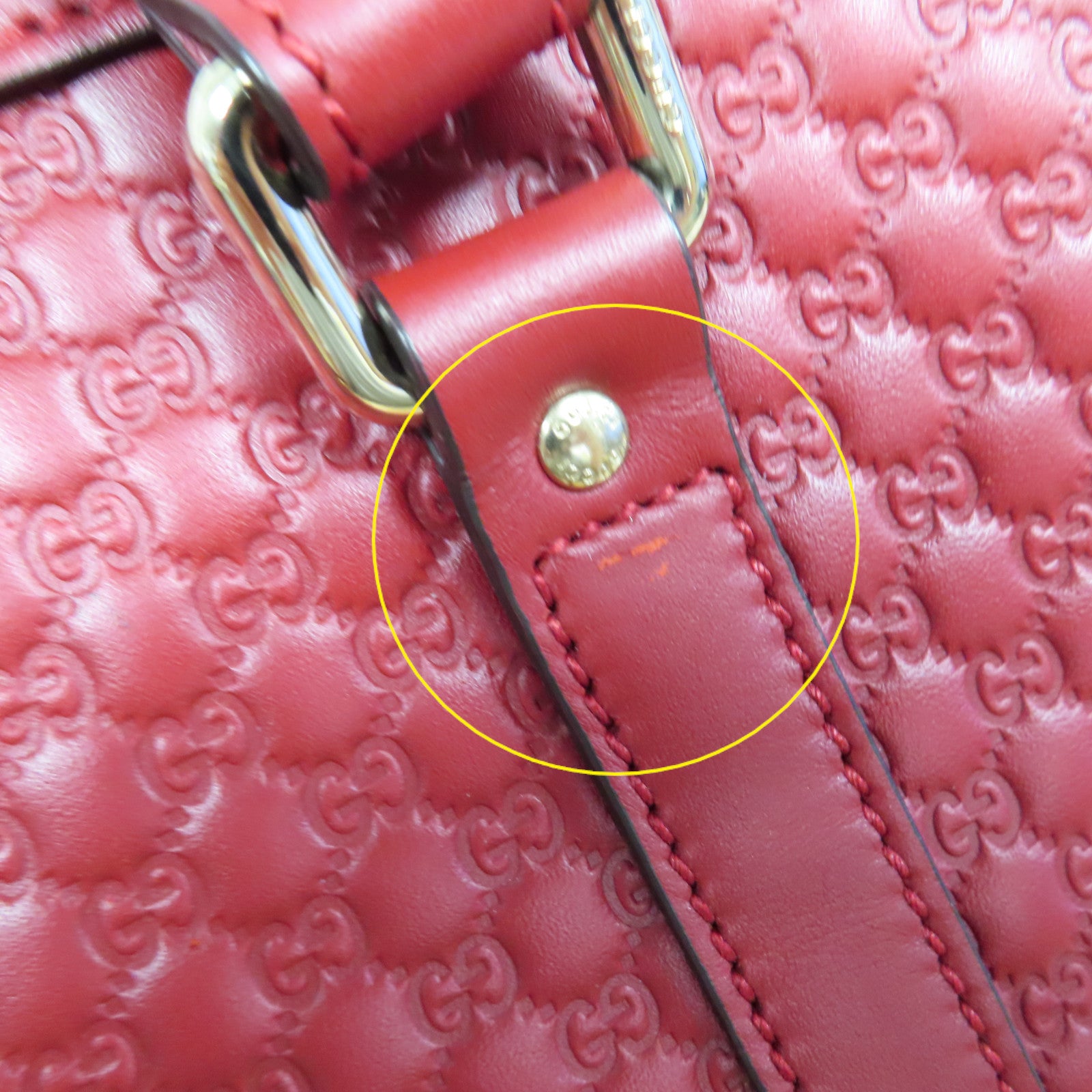 GUCCI 【激減優惠】牛皮皮革Micro Guccissima 2Way Shoulder Bag金扣手挽肩背兩用袋紅色