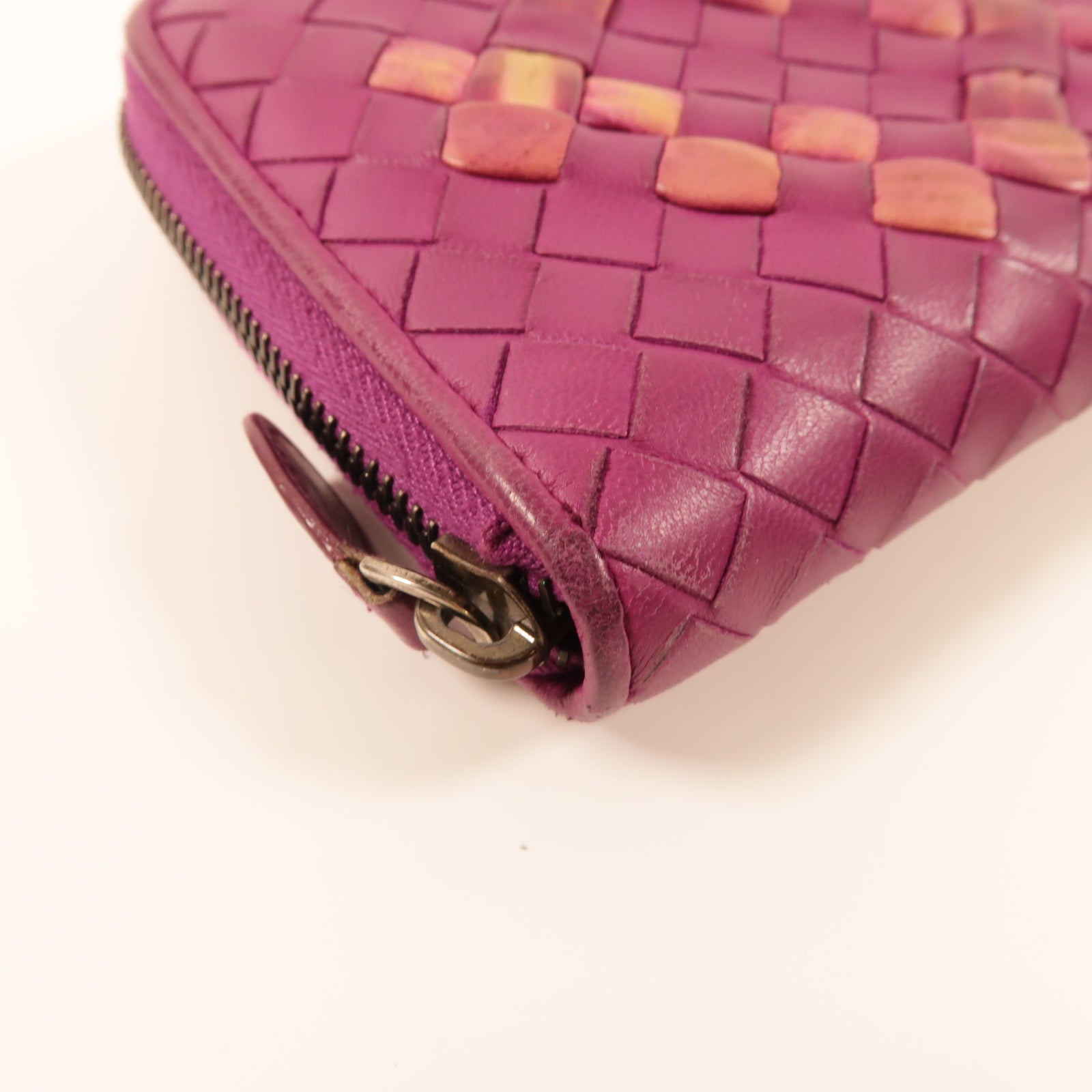 BOTTEGA VENETA 【激減優惠】羊皮皮革Long Wallet銀扣長錢包紫色