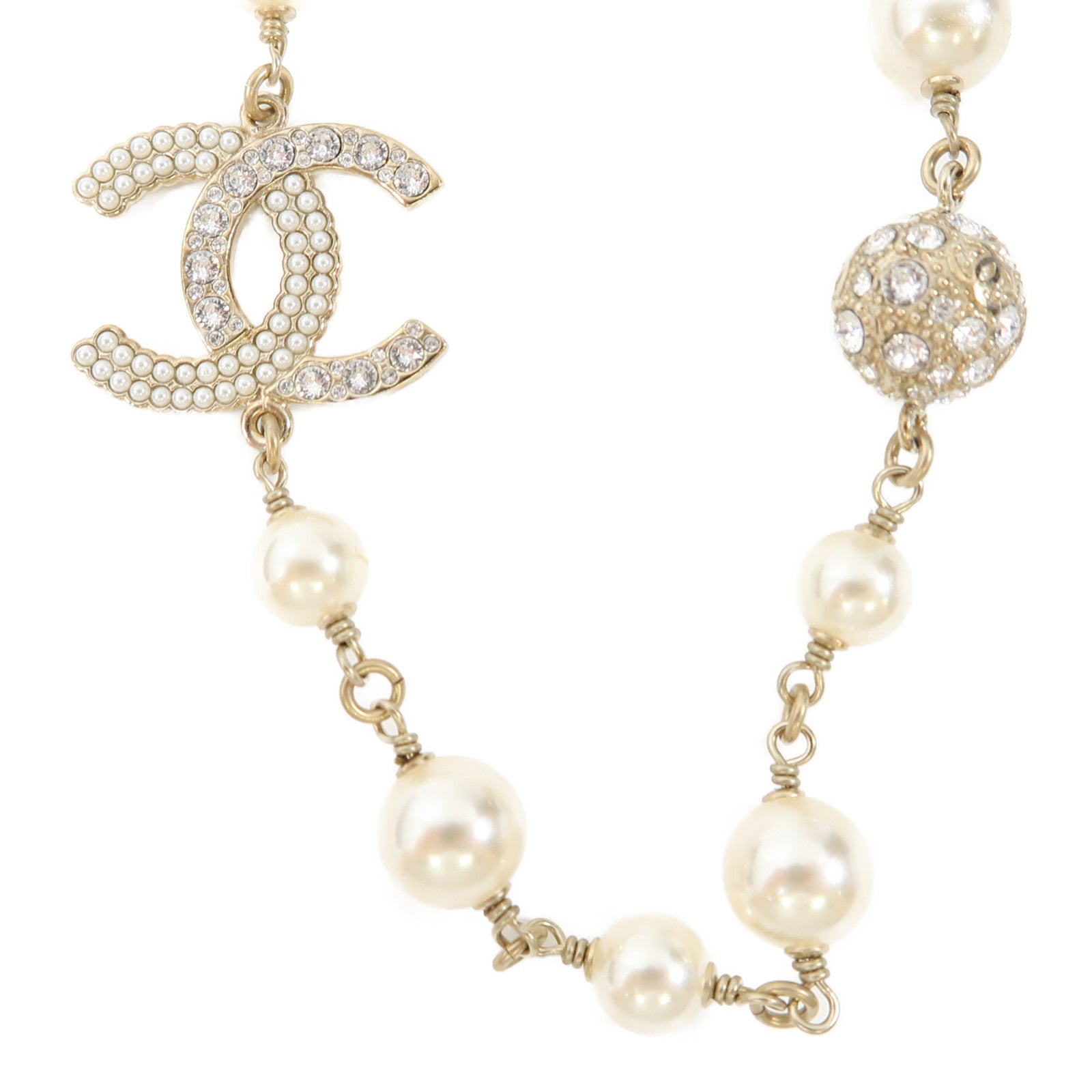 CHANEL 金屬/PVC Necklace項鍊金色/白色