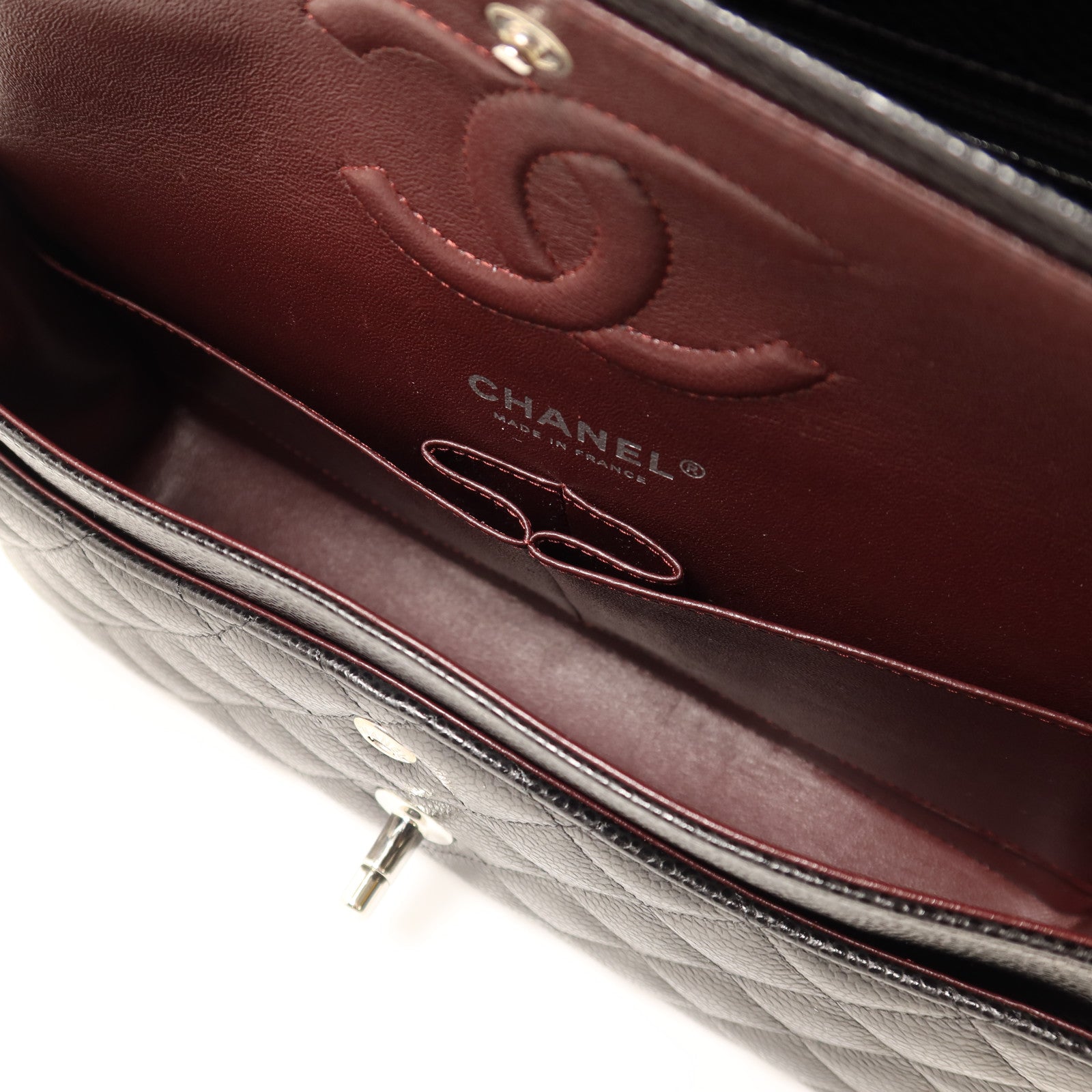 CHANEL 牛皮皮革Classic 25銀扣鏈帶肩背袋