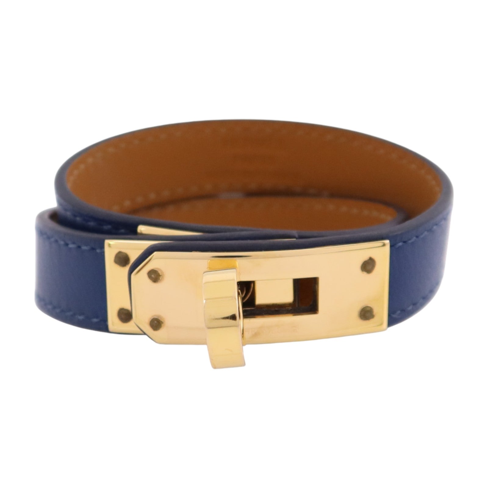 HERMES 【激減優惠】Swift皮革/金屬Kelly Double Bracelet T1金扣手鏈