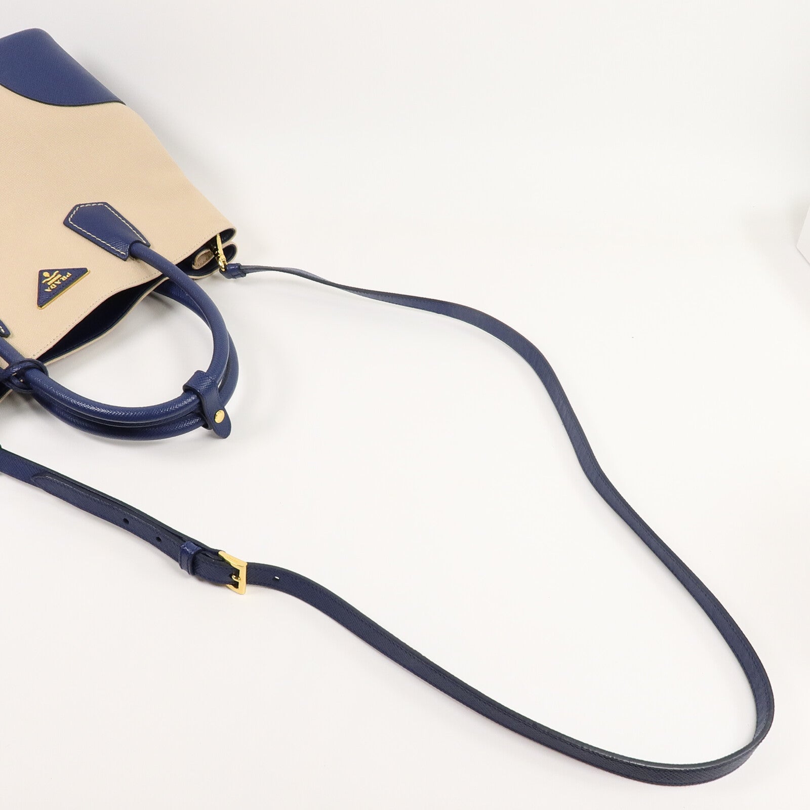PRADA 牛皮皮革/帆布2 Way Shoulder Bag手挽肩背兩用袋