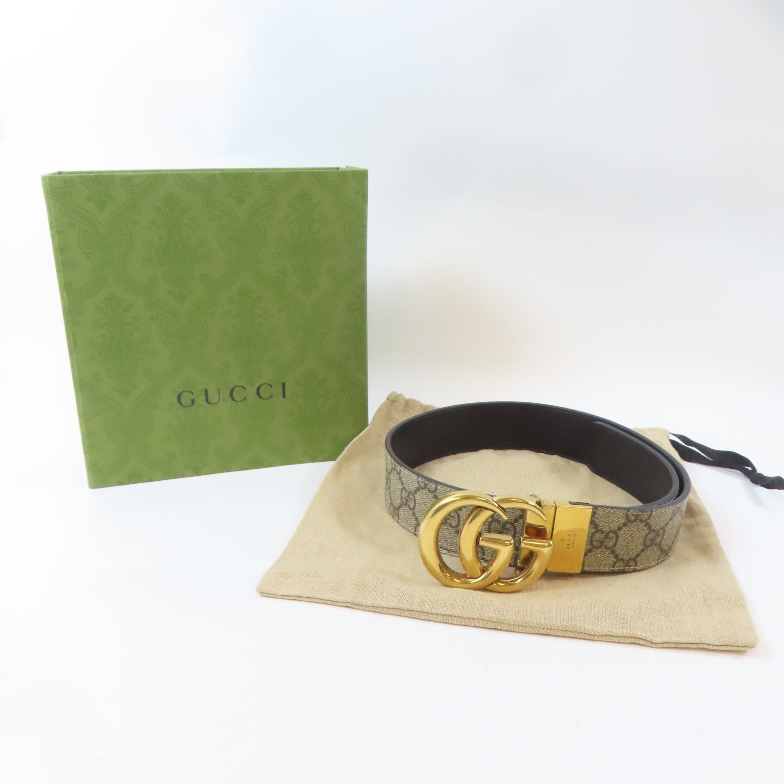 GUCCI 【激減優惠】PVC GG Marmont Reversible Belt皮帶米色