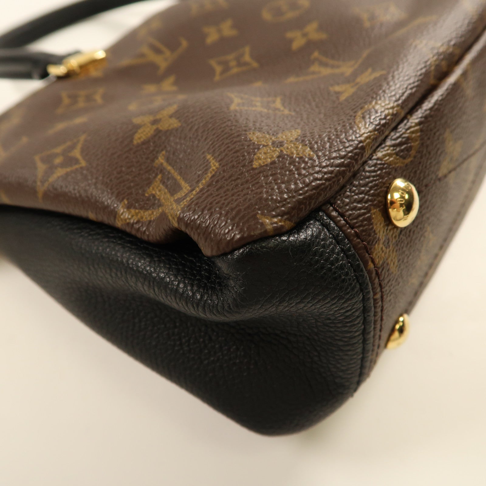 LOUIS VUITTON Monogram Pallas BB金扣手挽肩背兩用袋啡色/黑色