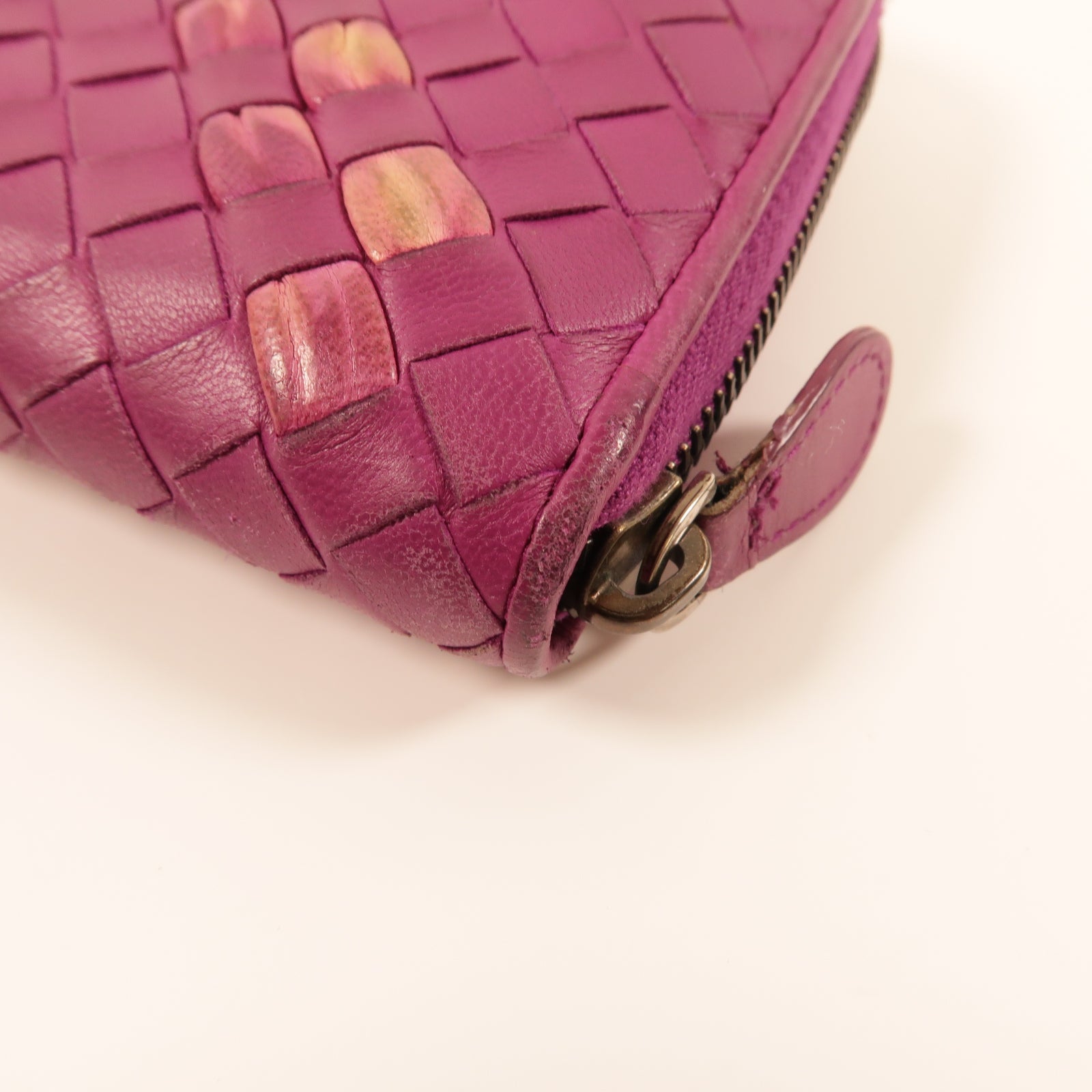BOTTEGA VENETA 【激減優惠】羊皮皮革Long Wallet銀扣長錢包紫色
