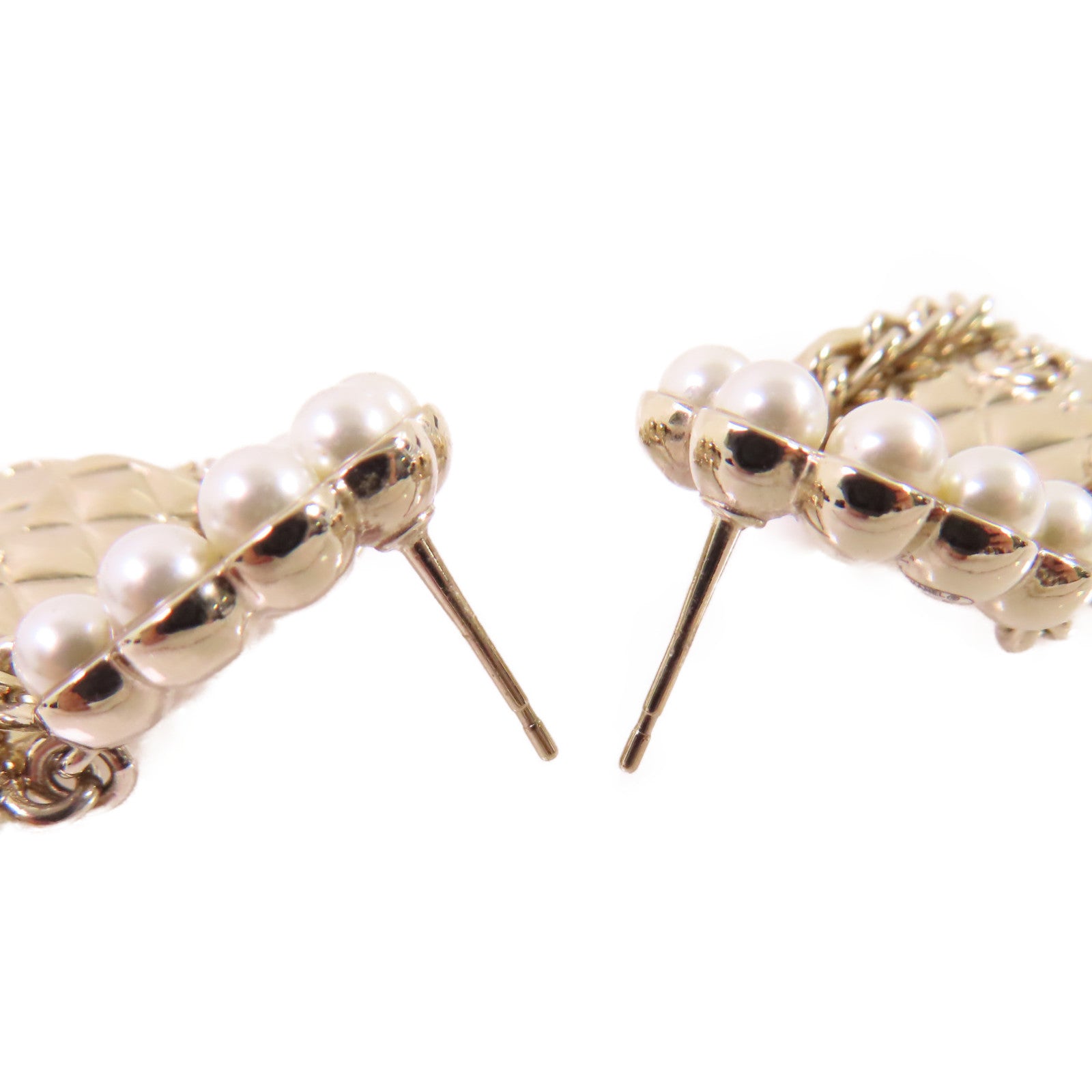 CHANEL 金屬/PVC/皮革Earrings金扣耳環/白色/黑色/金色