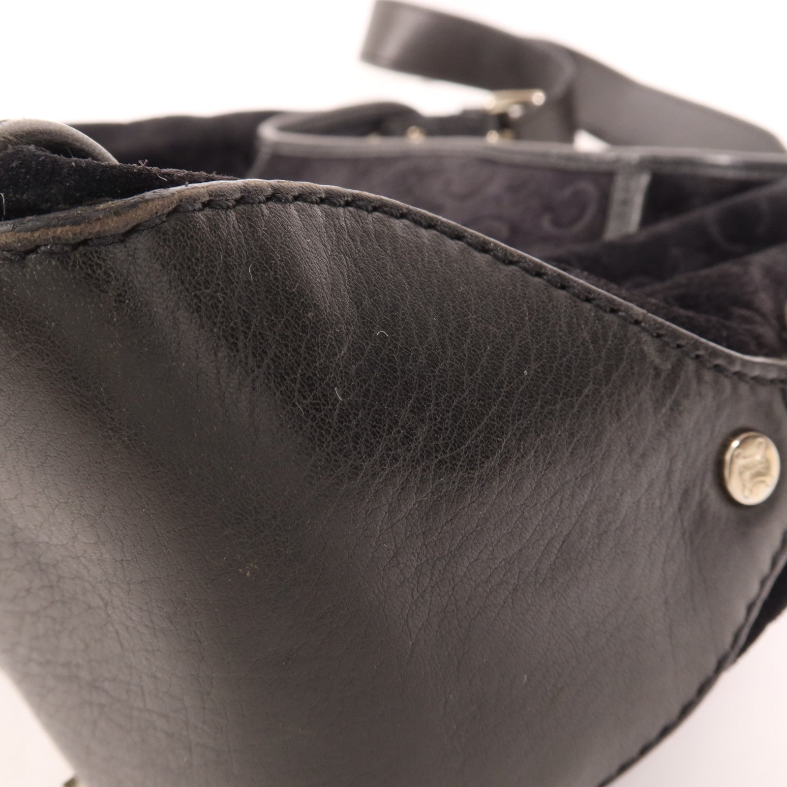 CELINE 麂皮皮革Vintage Shoulder Bag 055銀扣肩背袋