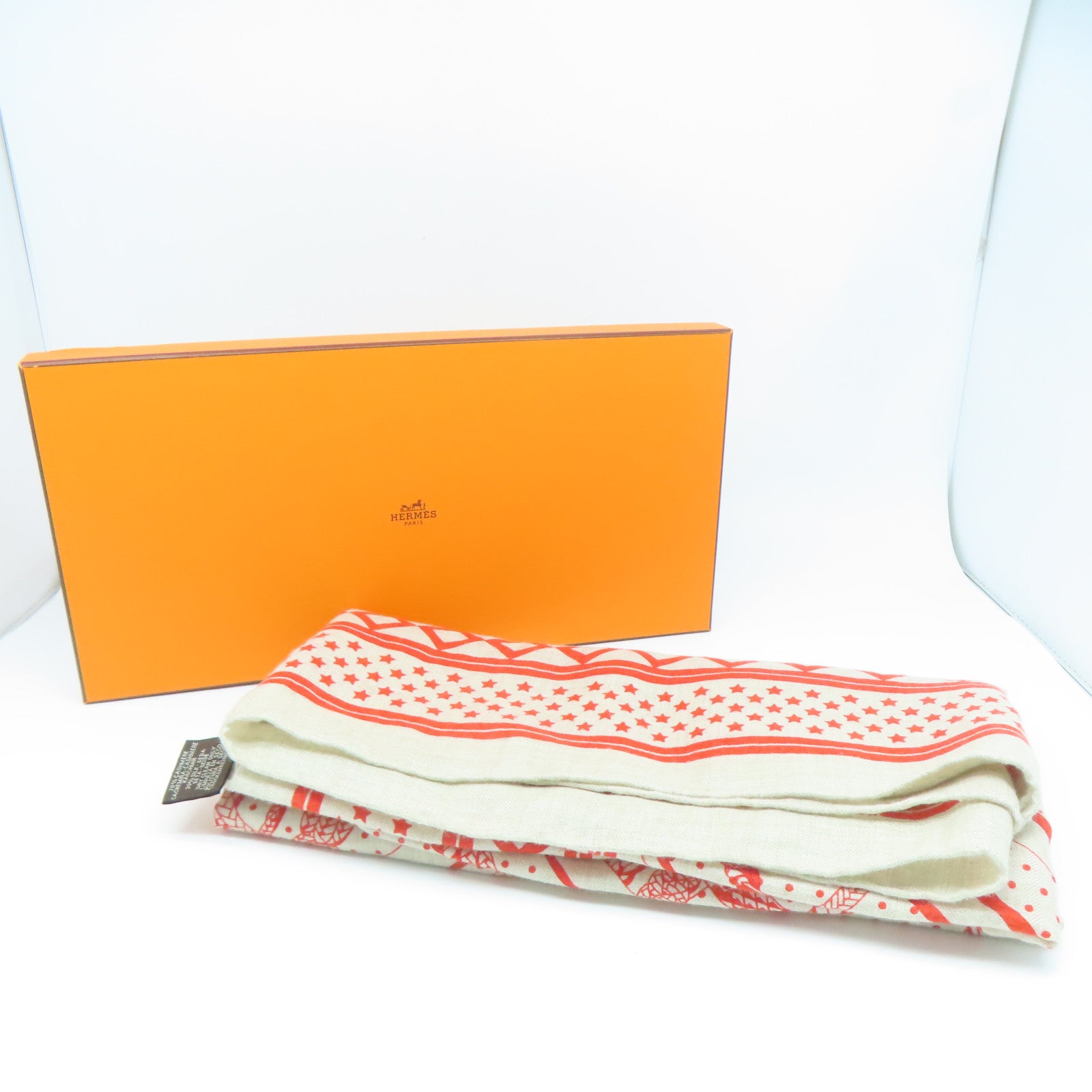 HERMES 羊絨/絲質Scarf圍巾橙色