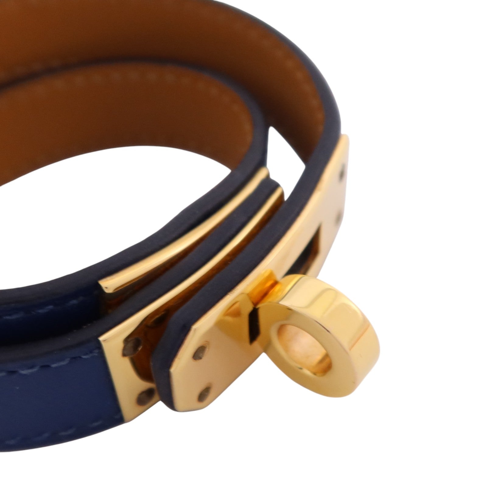 HERMES 【激減優惠】Swift皮革/金屬Kelly Double Bracelet T1金扣手鏈
