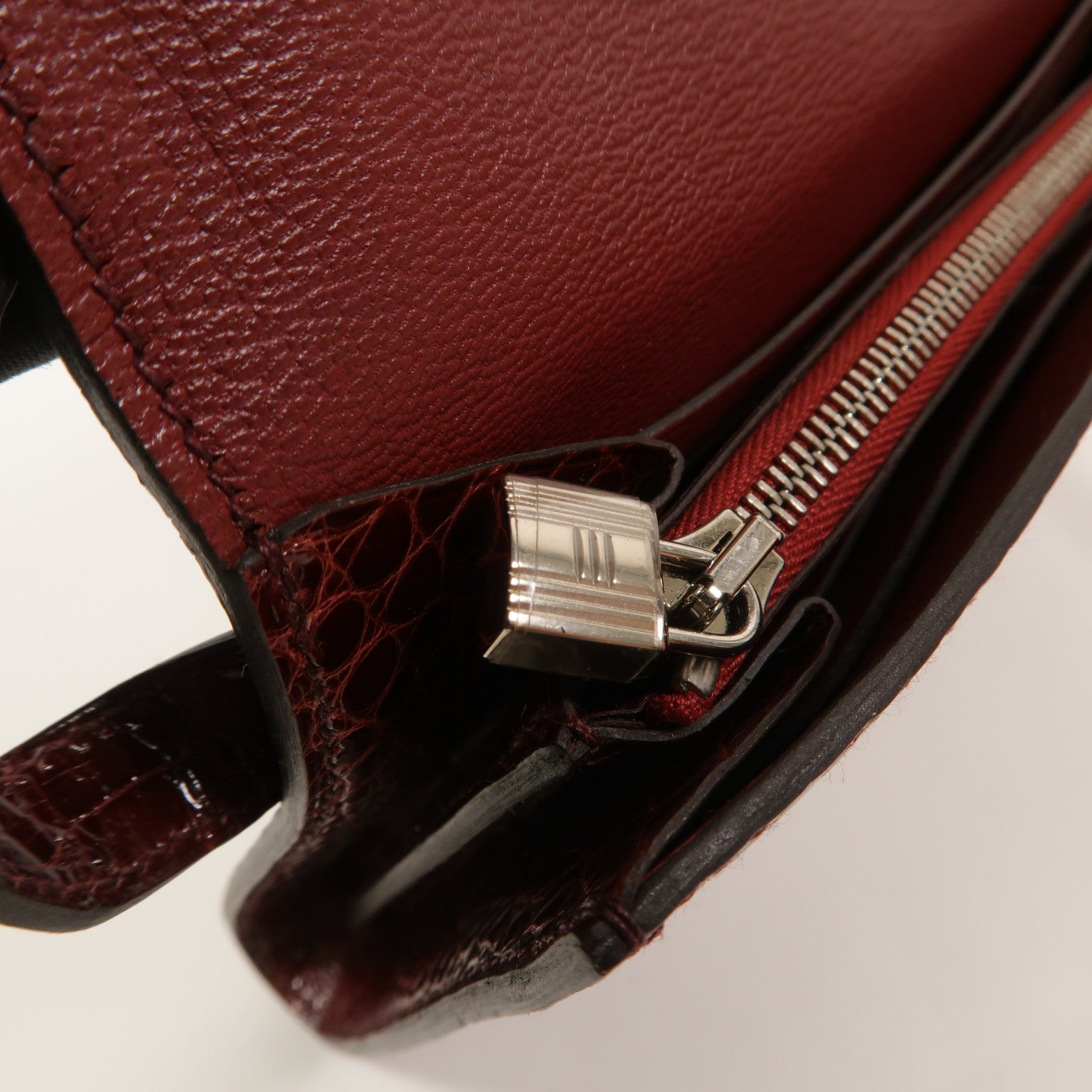 HERMES Alligator皮革Kelly Long Wallet長錢包Bourgogne