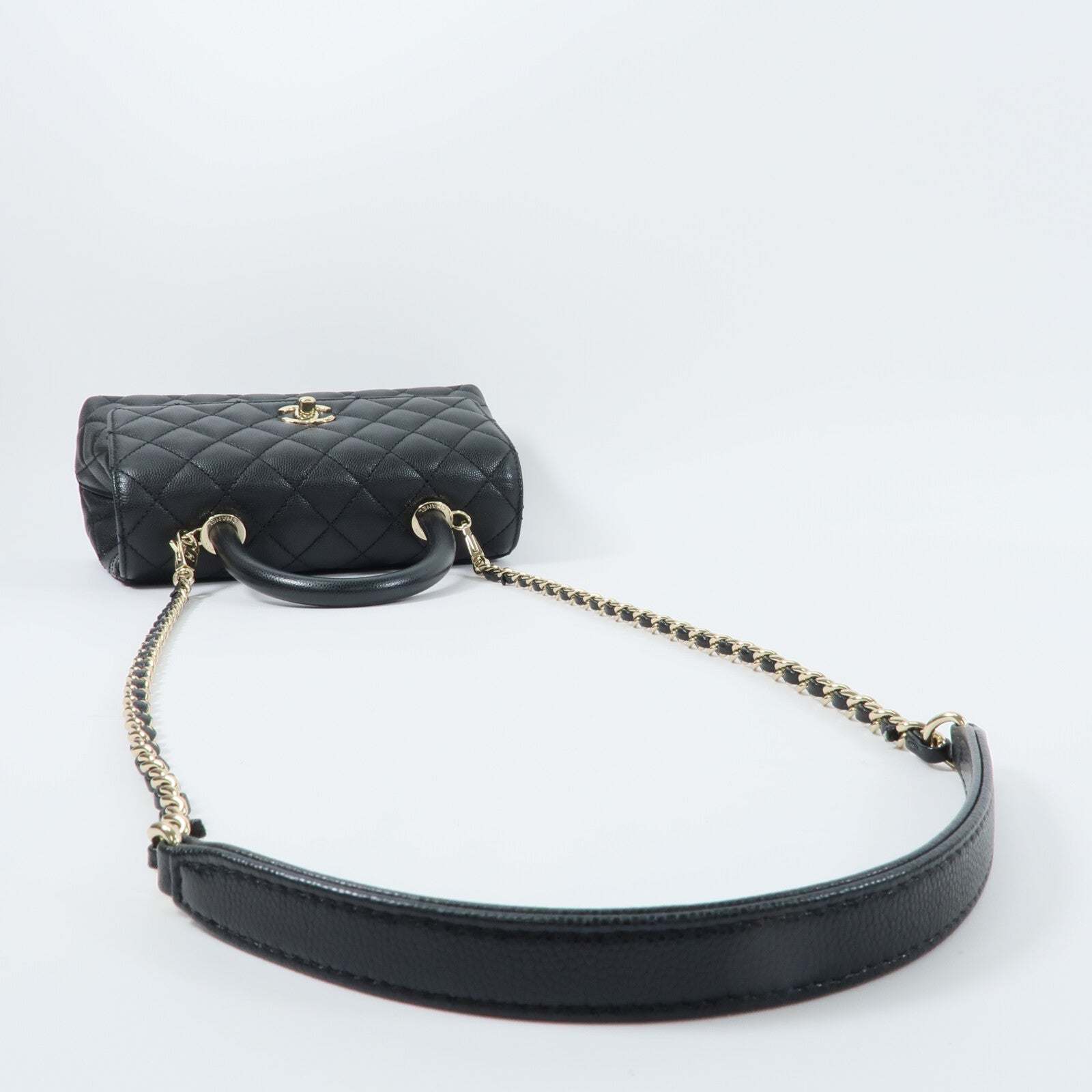 CHANEL 牛皮皮革Coco Handle Small鏈帶手挽肩背兩用袋