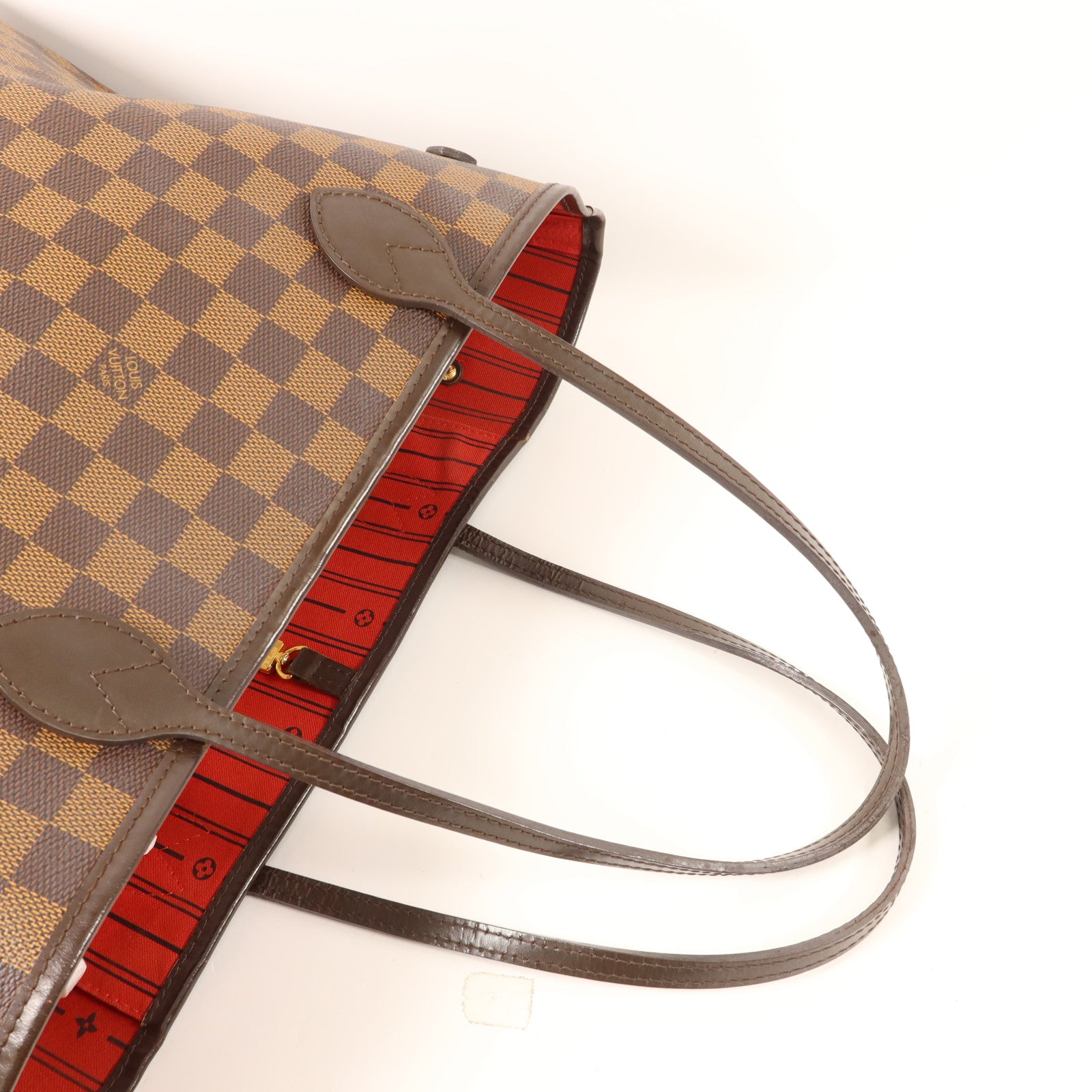 LOUIS VUITTON Damier Neverfull MM金扣手挽袋