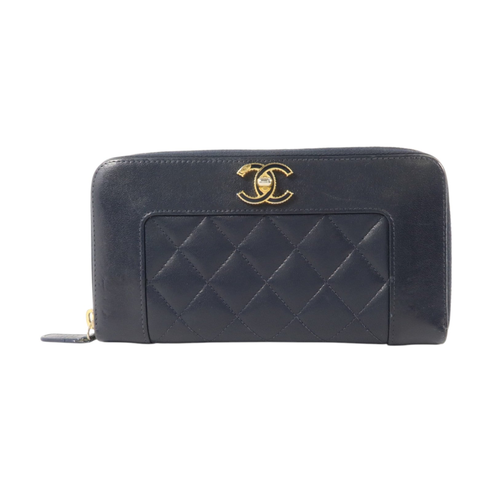 CHANEL 羊皮皮革Vintage Long Zipped Wallet金扣長錢包