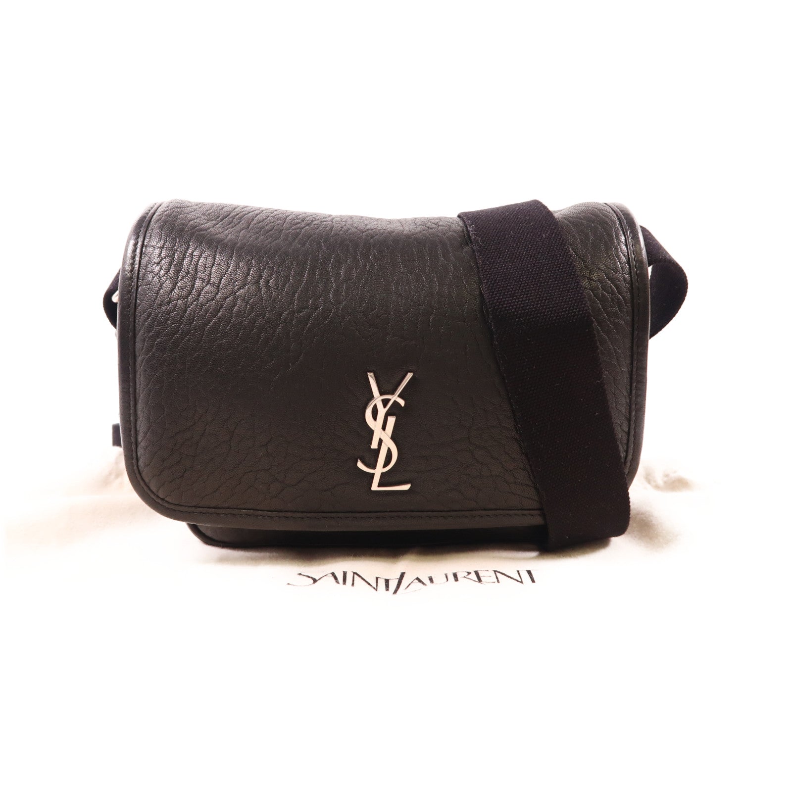 SAINT LAURENT 【激減優惠】羊皮皮革Niki Messenger Bag銀扣肩背袋