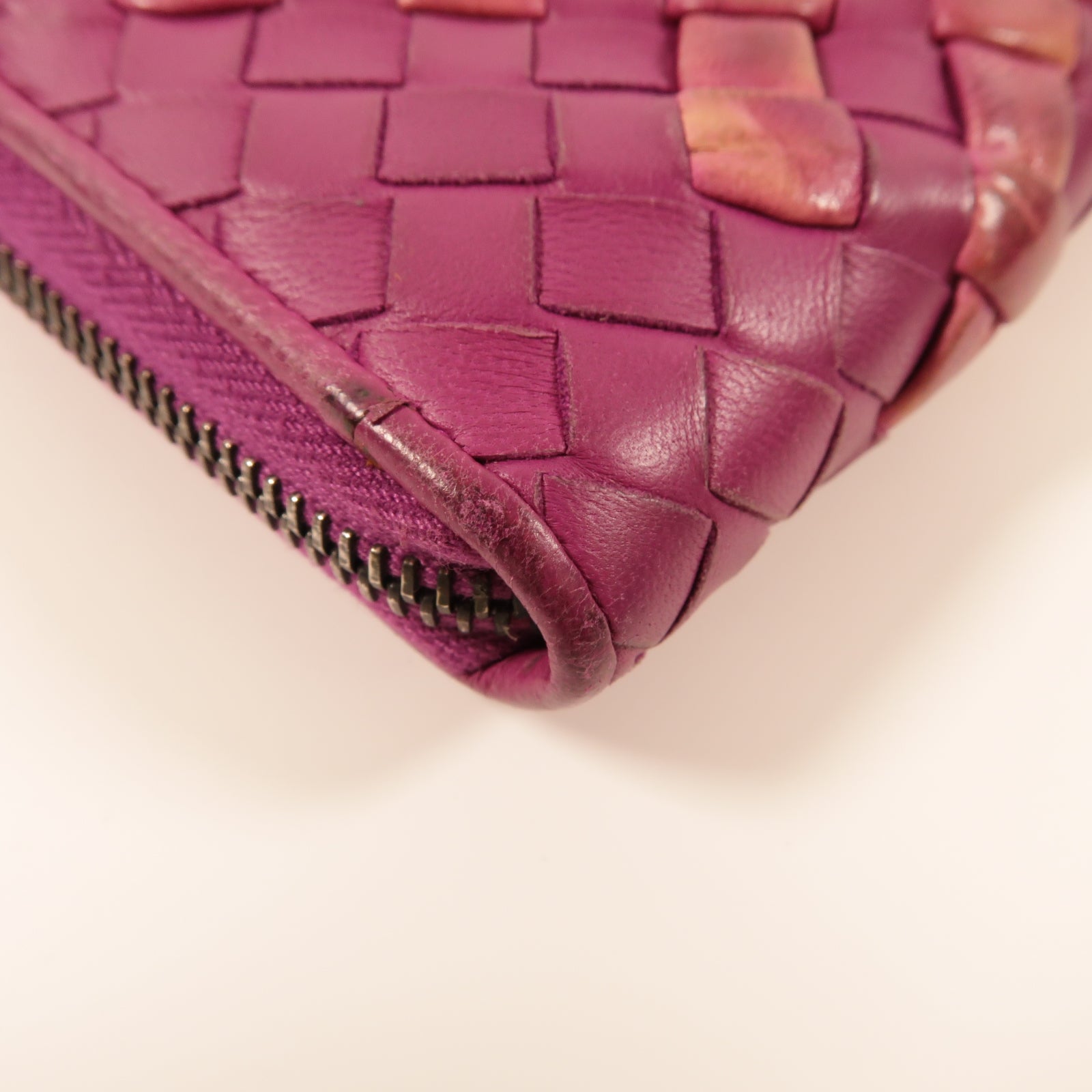 BOTTEGA VENETA 【激減優惠】羊皮皮革Long Wallet銀扣長錢包紫色