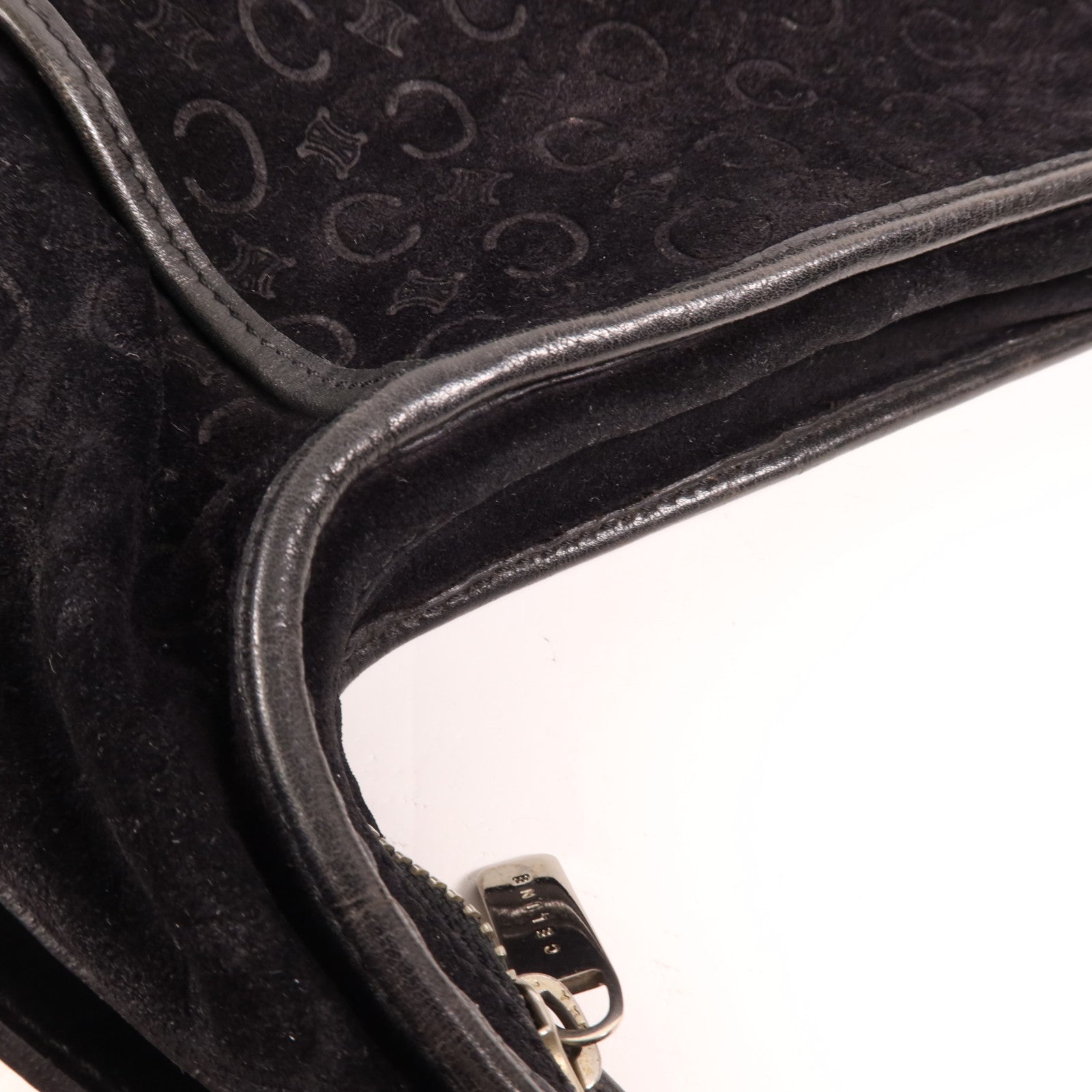 CELINE 麂皮皮革Vintage Shoulder Bag 055銀扣肩背袋