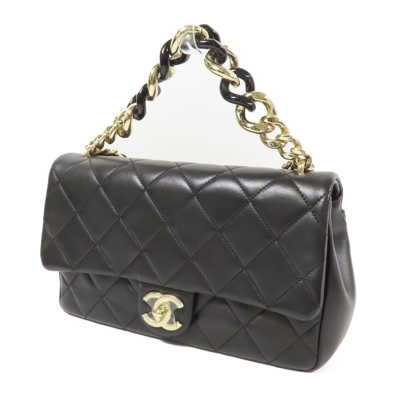 CHANEL 牛皮皮革Chain Flap Bag金扣鏈帶肩背袋