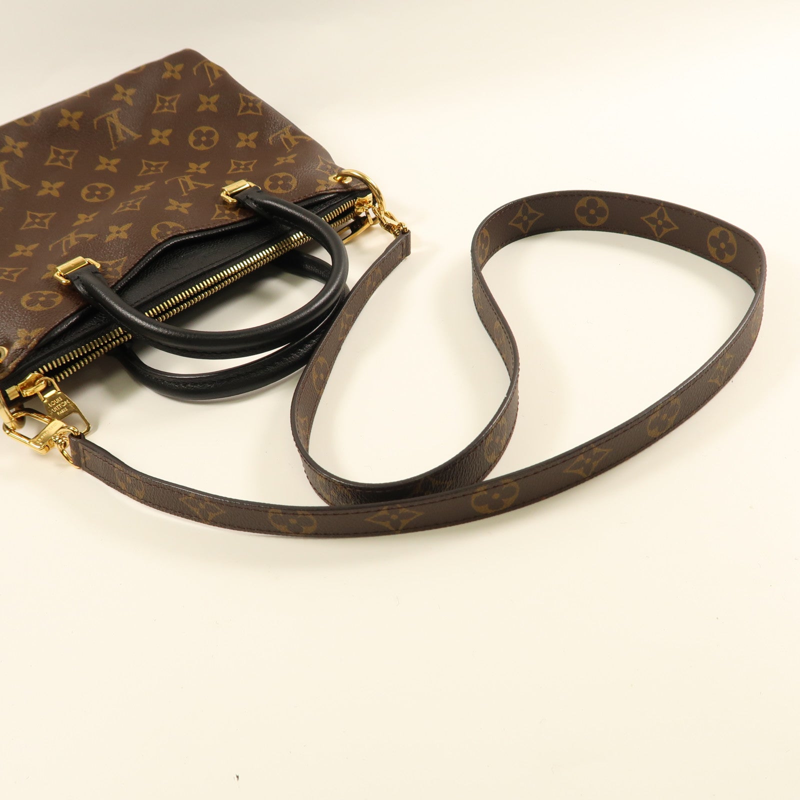 LOUIS VUITTON Monogram Pallas BB金扣手挽肩背兩用袋啡色/黑色