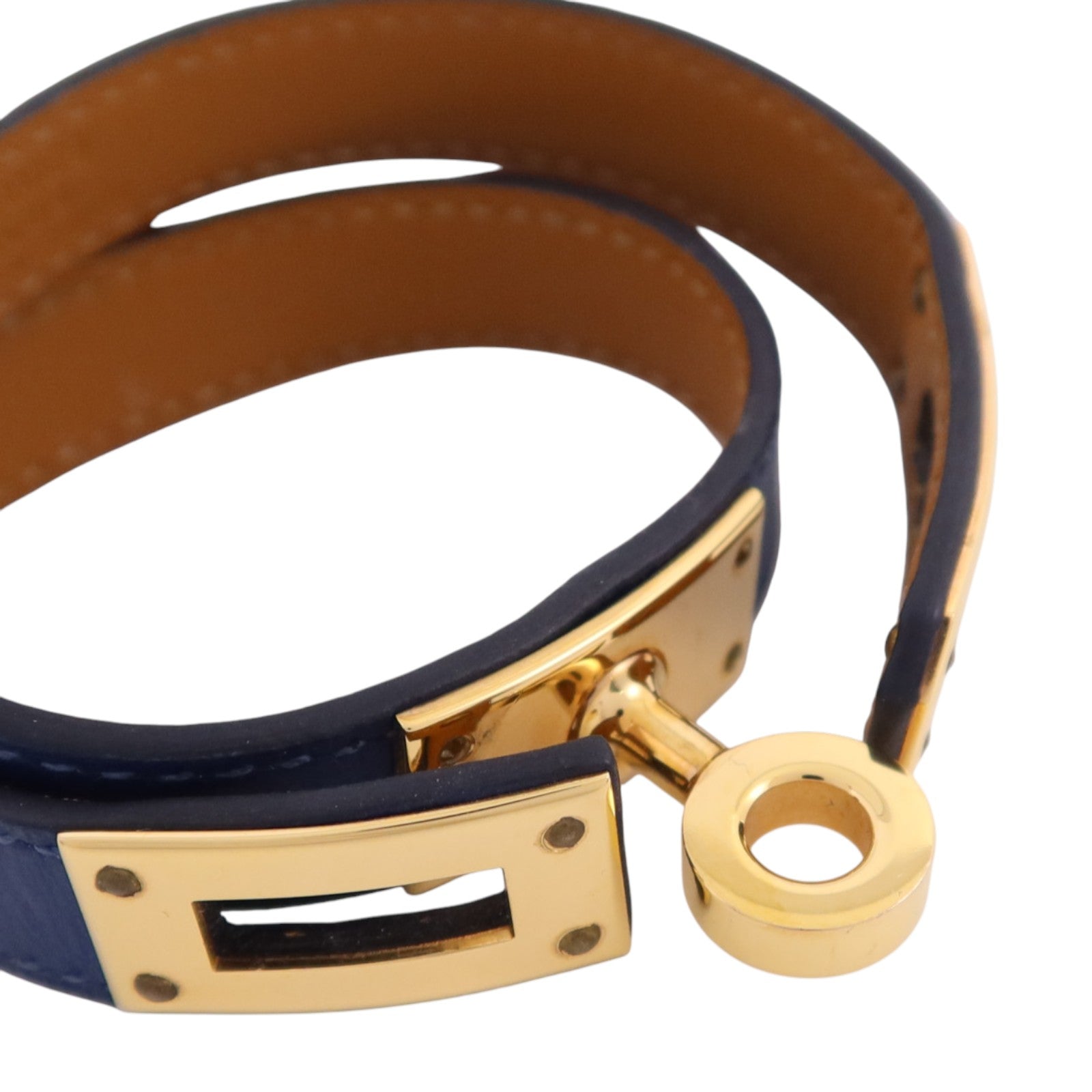 HERMES 【激減優惠】Swift皮革/金屬Kelly Double Bracelet T1金扣手鏈