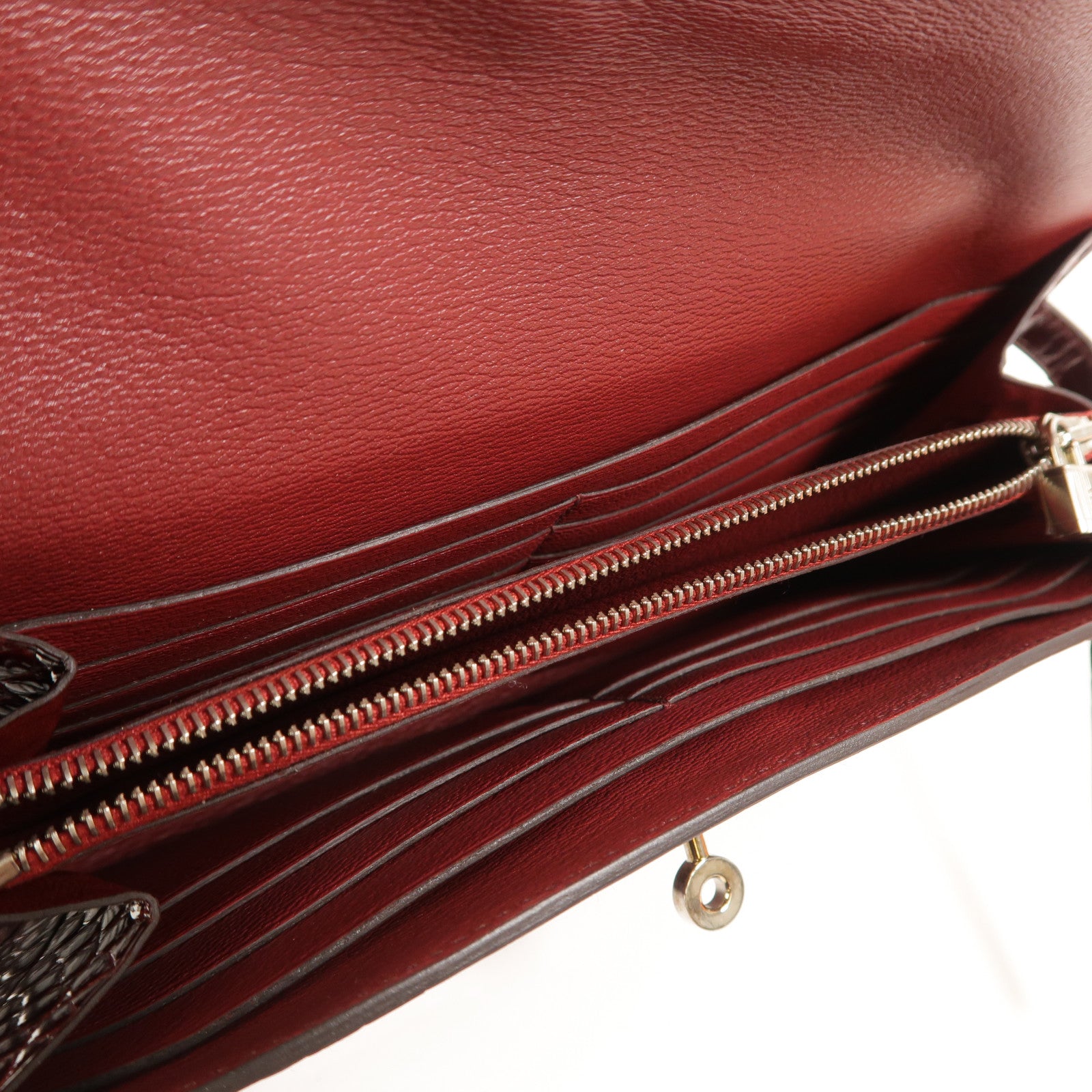 HERMES Alligator皮革Kelly Long Wallet長錢包Bourgogne