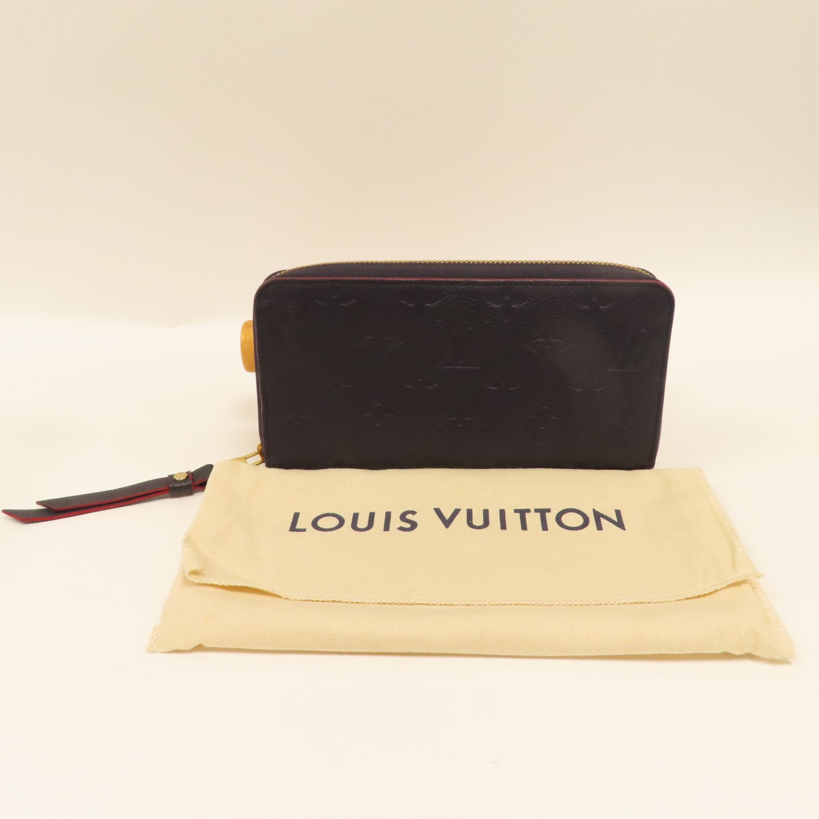 LOUIS VUITTON Monogram Empreinte Zippy Wallet金扣拉鍊長錢包藍色/紅色