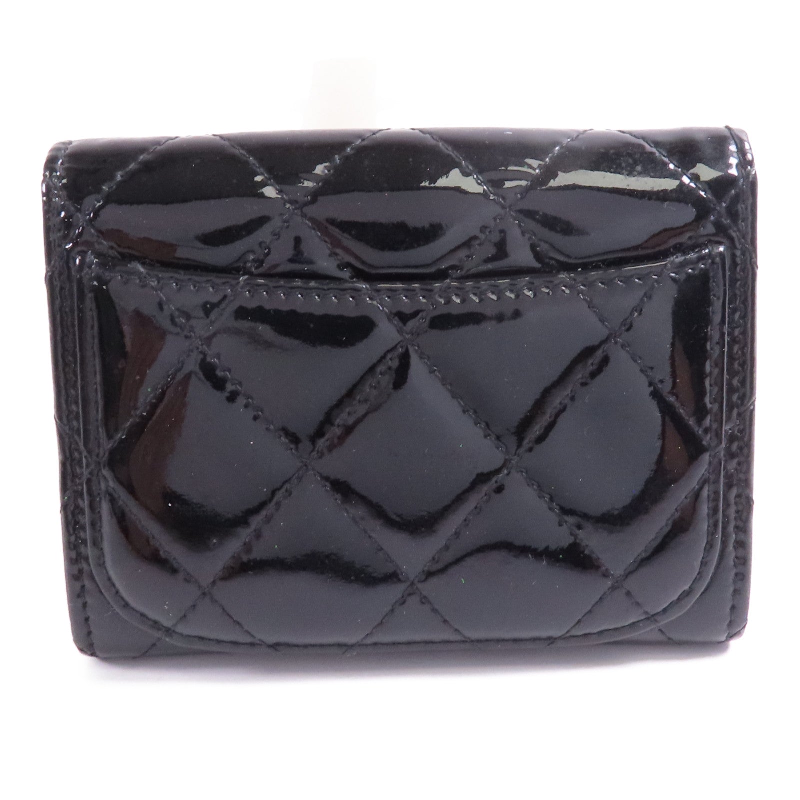 CHANEL CC SHW Card Case Patent Leather Black