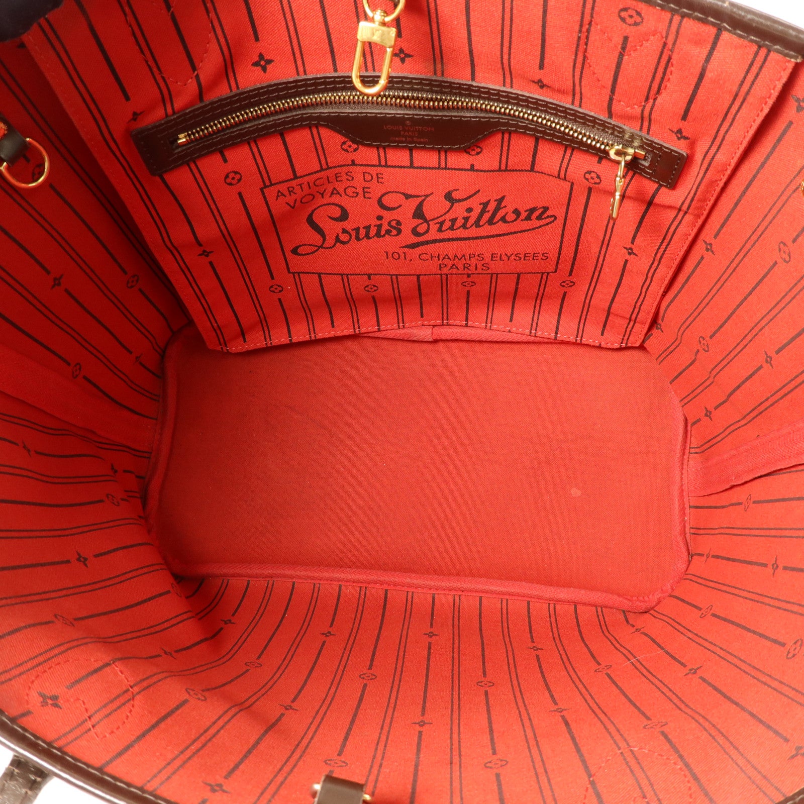 LOUIS VUITTON Damier Neverfull MM金扣手挽袋