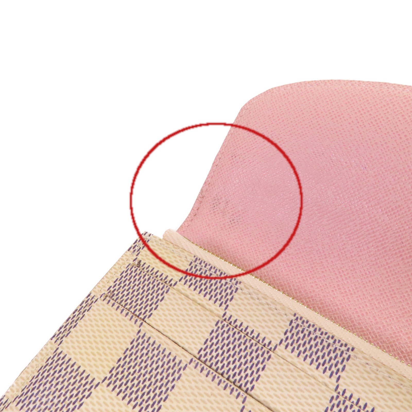 LOUIS VUITTON 【激減優惠】Damier Azur Emilie Long Wallet金扣長錢包米白色/粉紅色