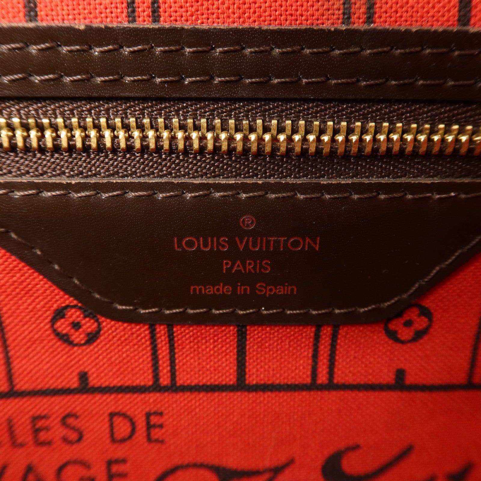 LOUIS VUITTON Damier Neverfull MM金扣手挽袋