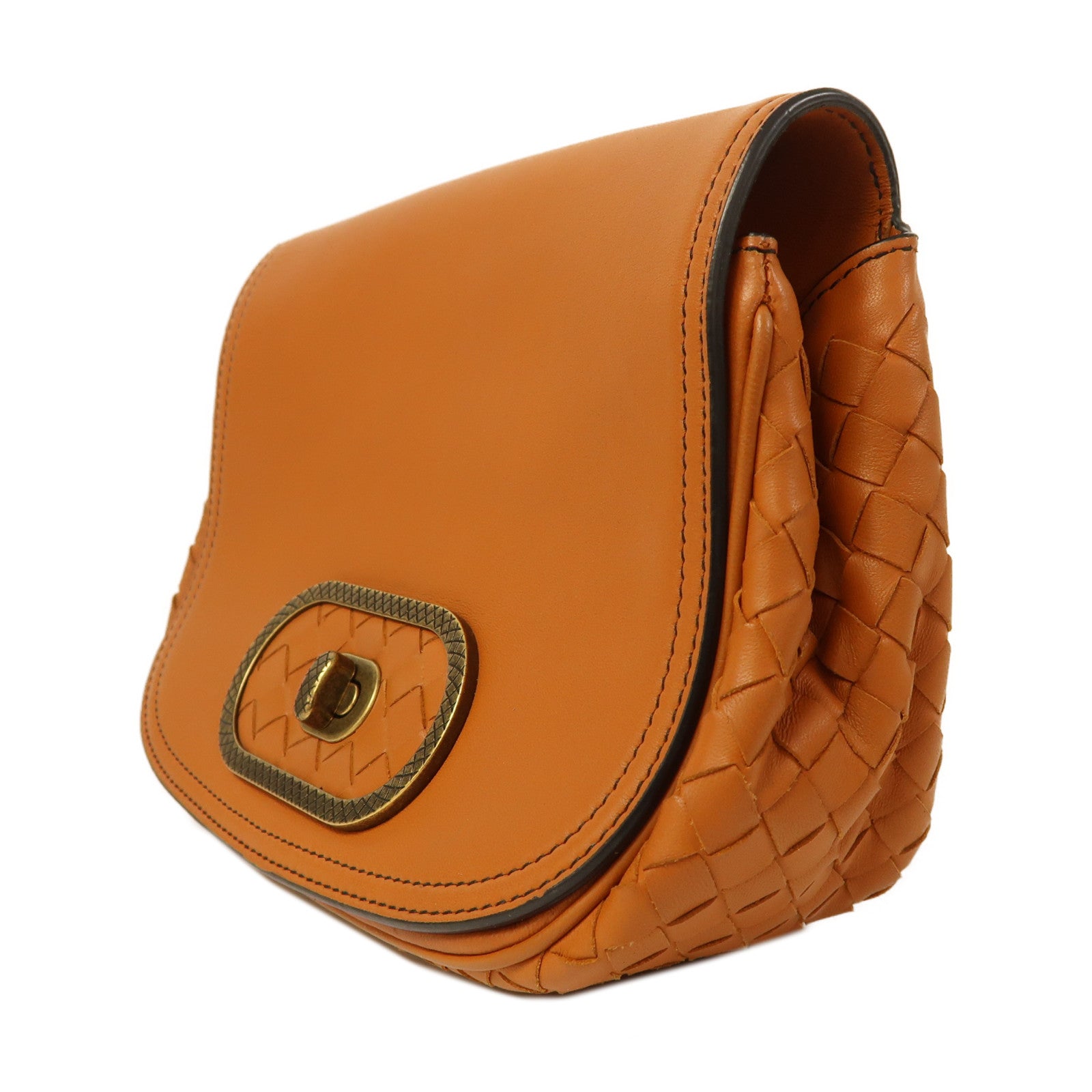 BOTTEGA VENETA 牛皮皮革Shoulder Bag金扣肩背袋啡色