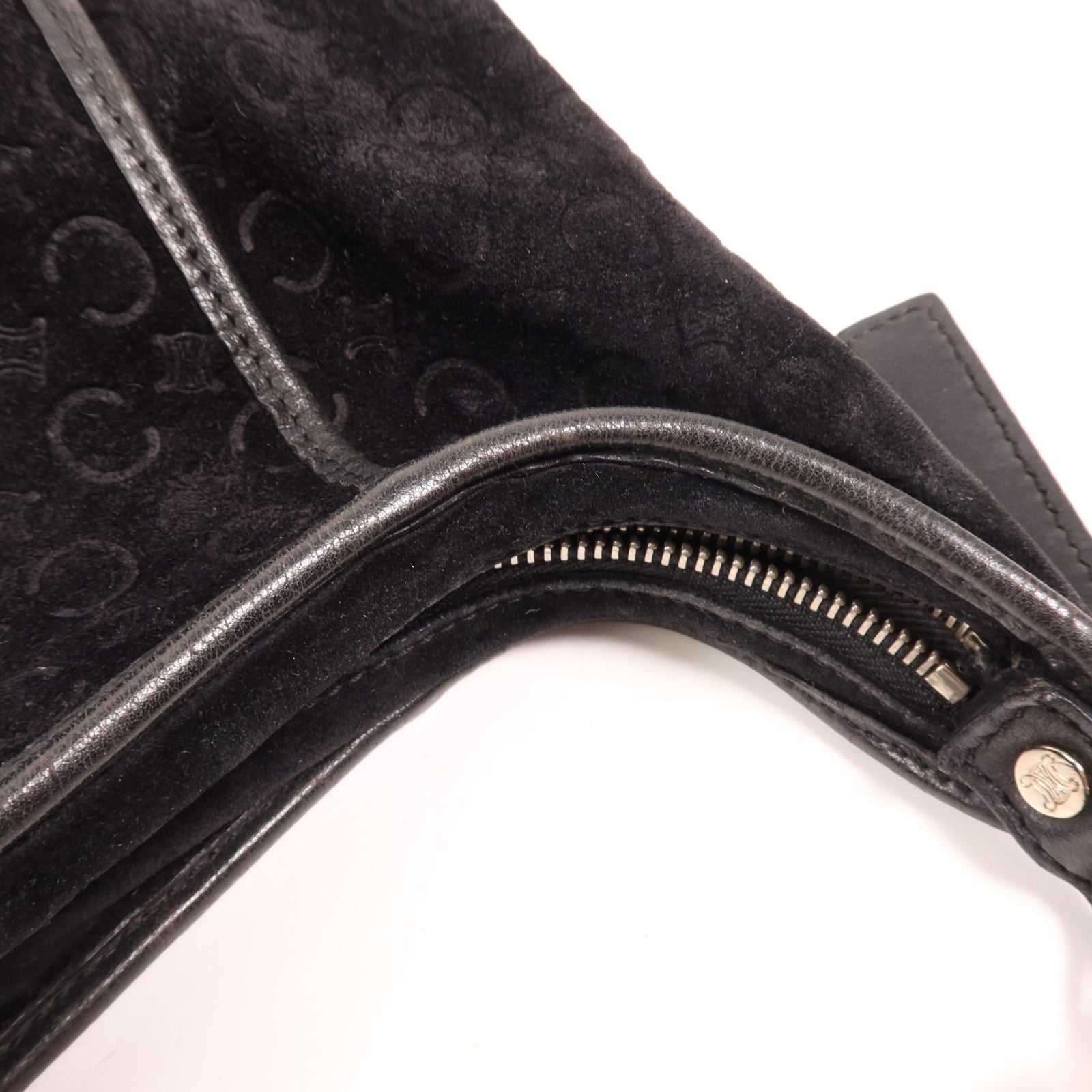 CELINE 麂皮皮革Vintage Shoulder Bag 055銀扣肩背袋