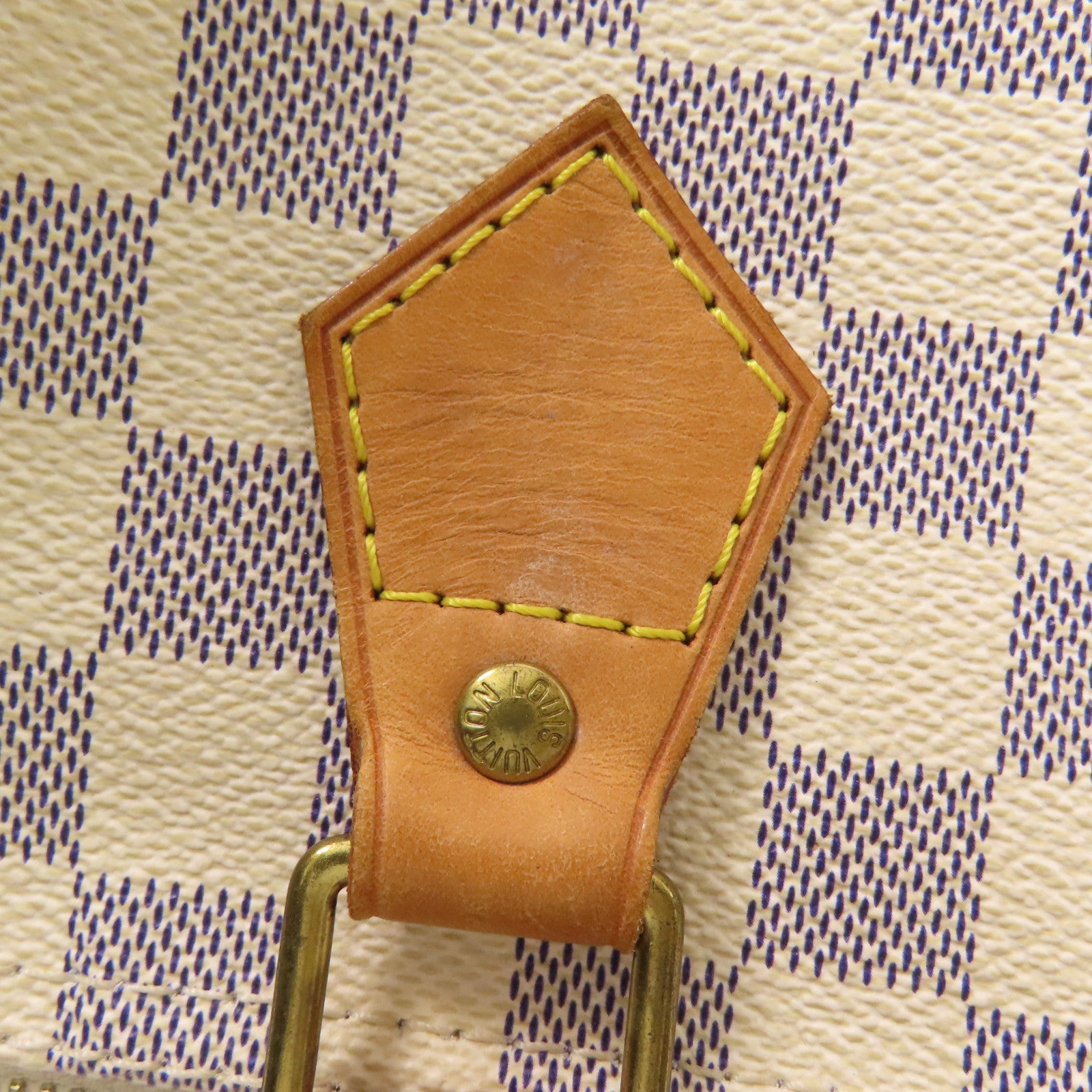 LOUIS VUITTON Damier Azur Speedy 30金扣手挽袋白色