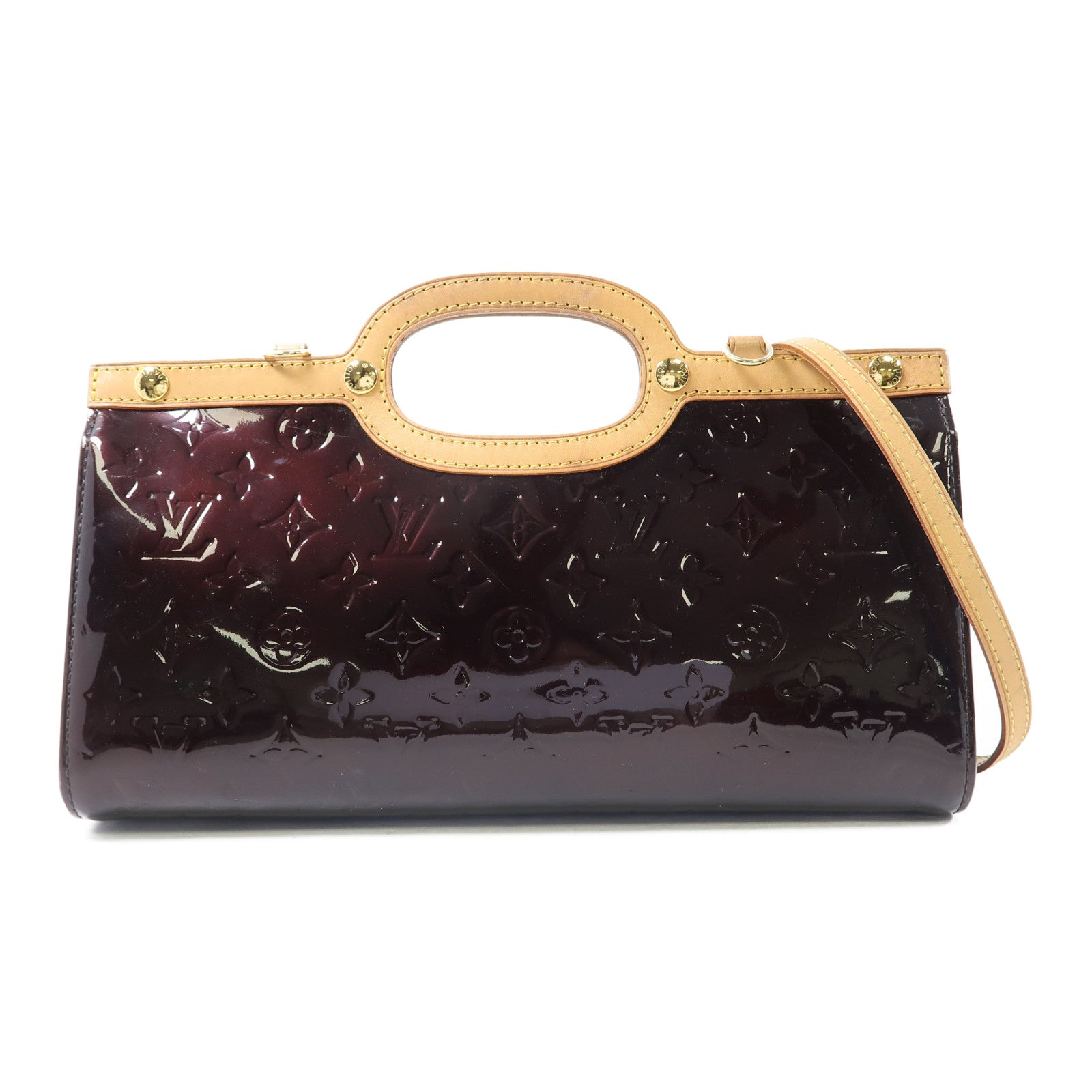 LOUIS VUITTON Monogram Vernis Roxbury Drive金扣手挽肩背兩用袋酒紅色