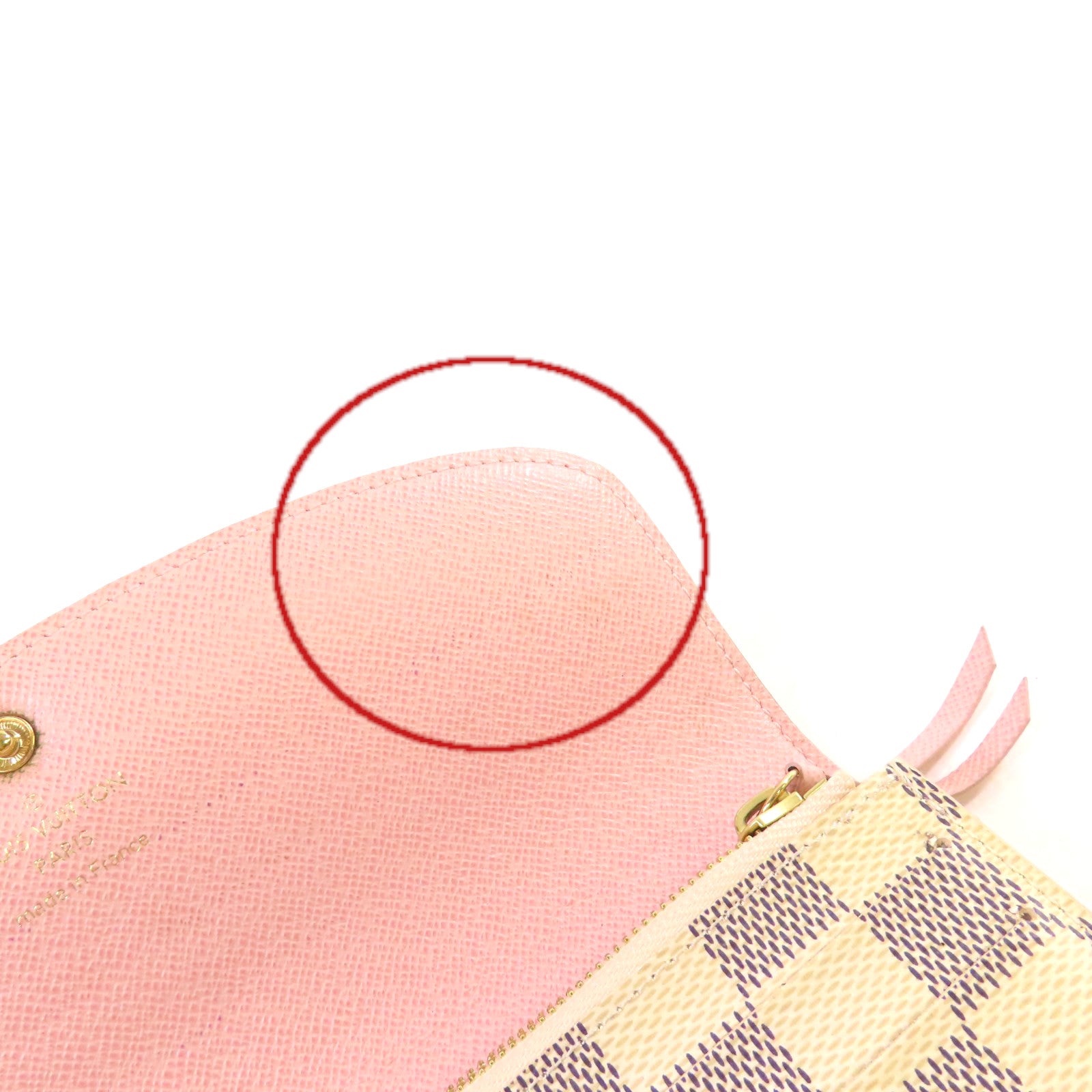 LOUIS VUITTON 【激減優惠】Damier Azur Emilie Long Wallet金扣長錢包米白色/粉紅色