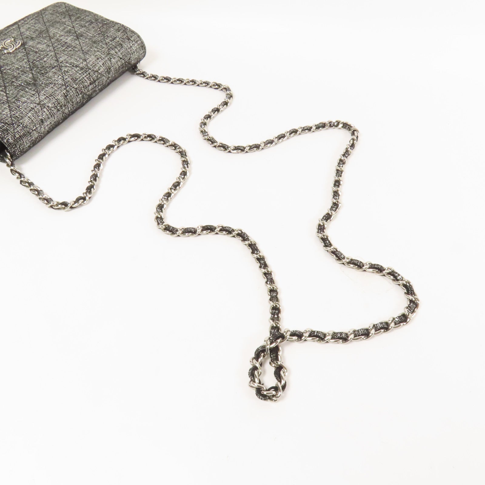 CHANEL 帆布WOC Wallet On Chain銀扣鏈帶肩背袋