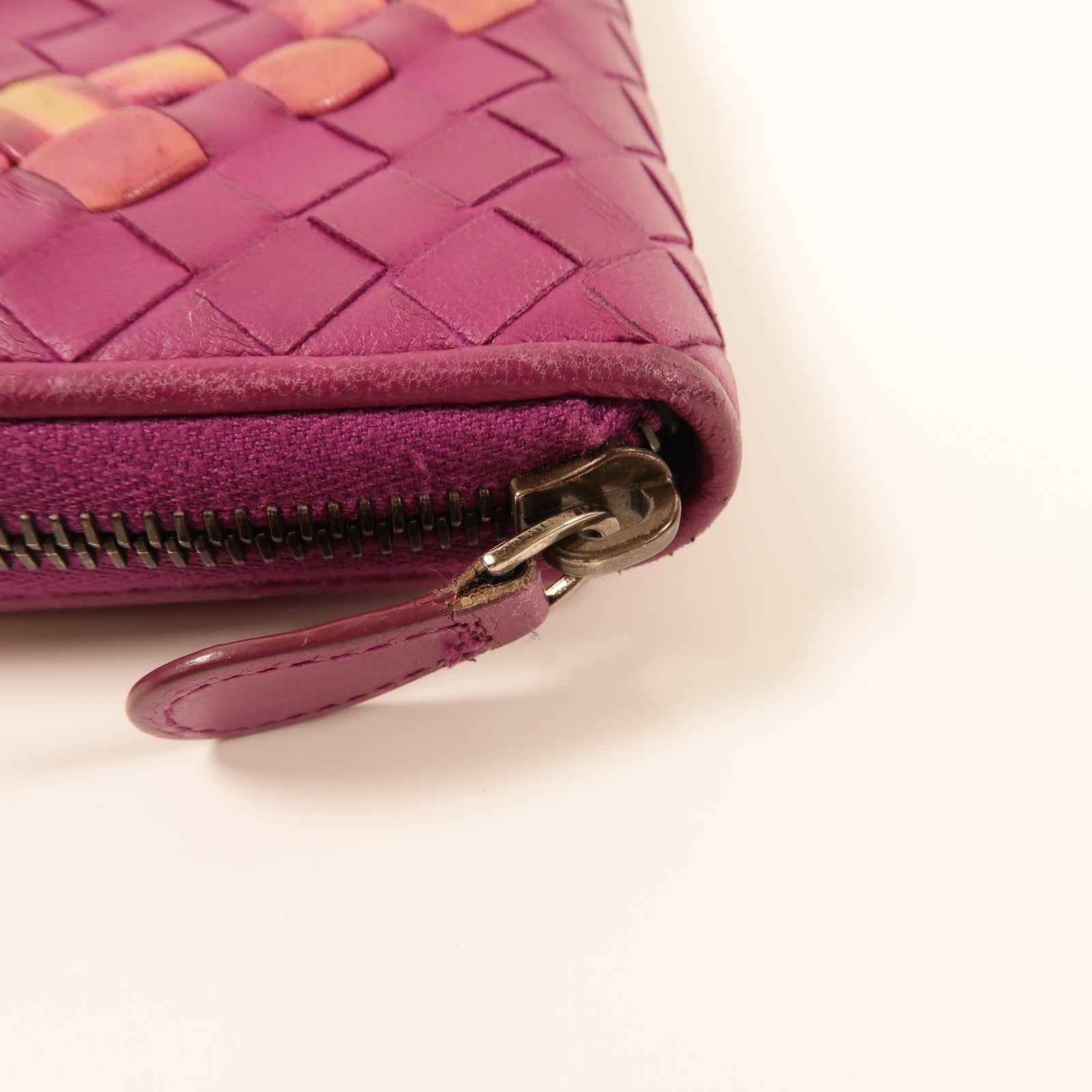 BOTTEGA VENETA 【激減優惠】羊皮皮革Long Wallet銀扣長錢包紫色