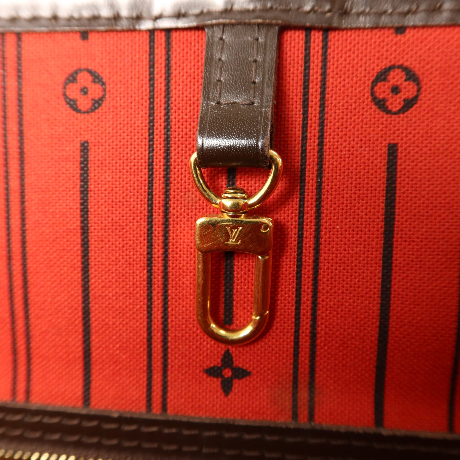 LOUIS VUITTON Damier Neverfull MM金扣手挽袋