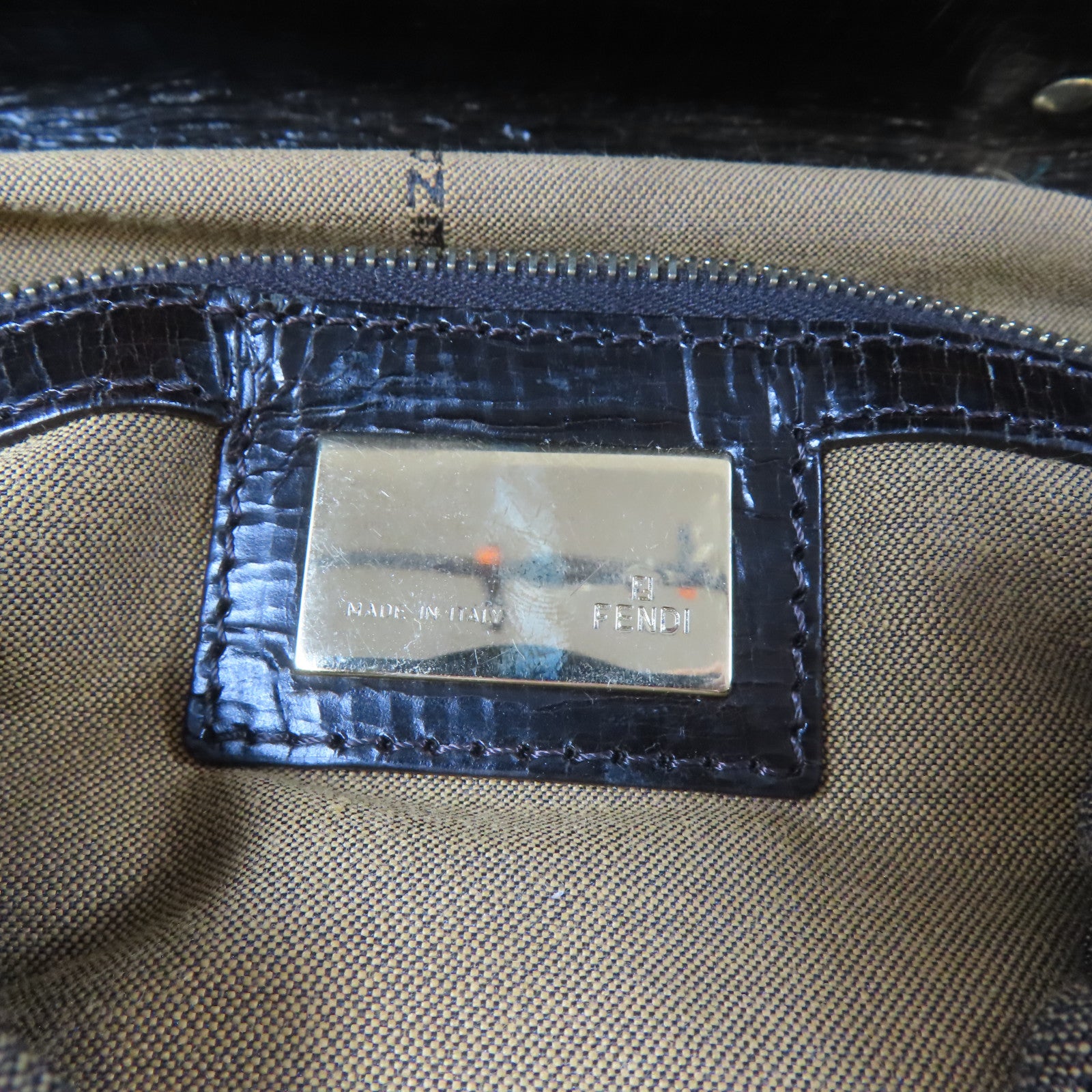 FENDI 牛皮皮革/帆布Hand Bag金扣手挽袋啡色