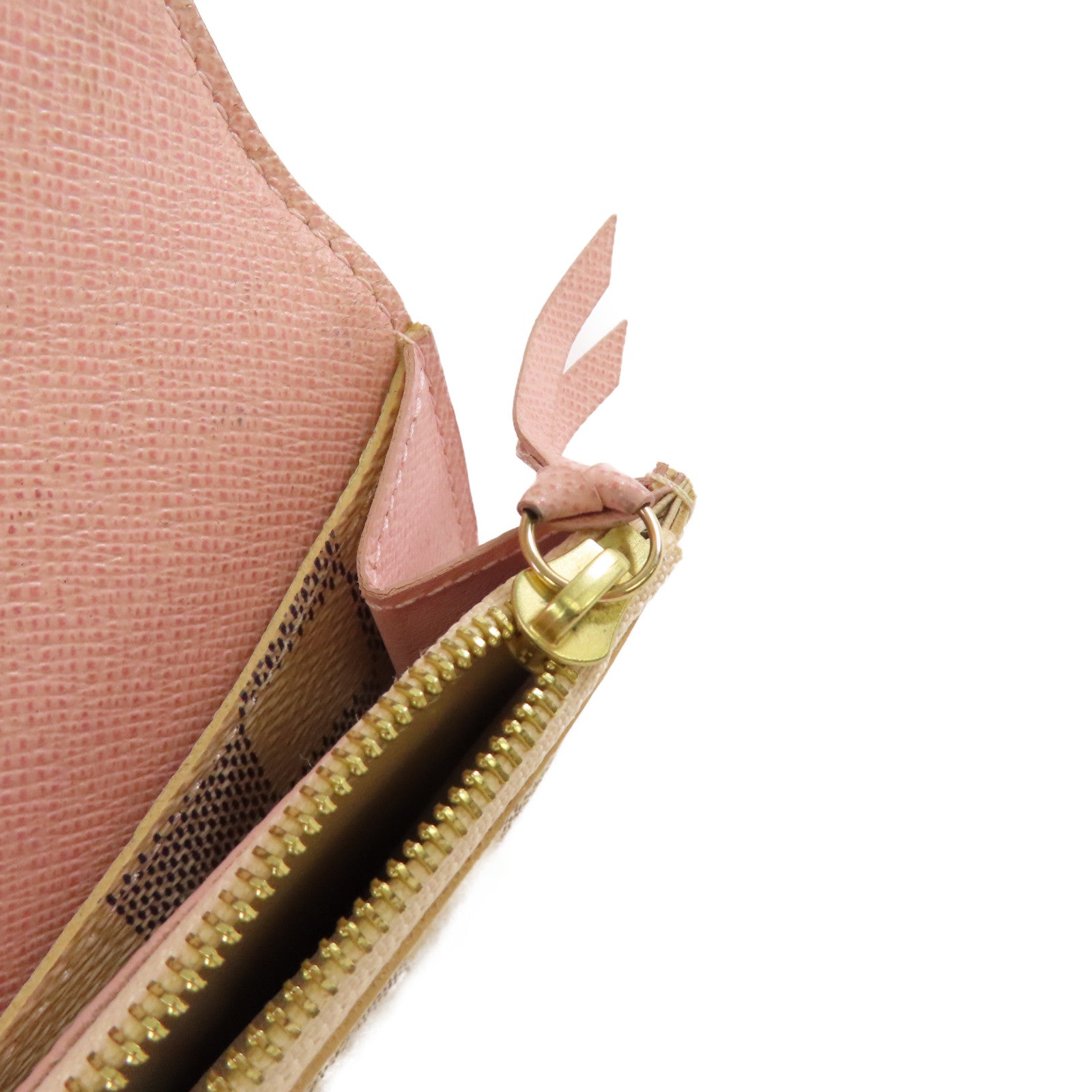 LOUIS VUITTON 【激減優惠】Damier Azur Emilie Long Wallet金扣長錢包米白色/粉紅色