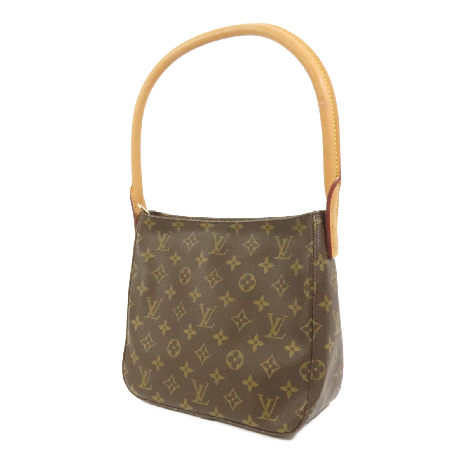 LOUIS VUITTON Monogram Looping MM金扣肩背袋棕色