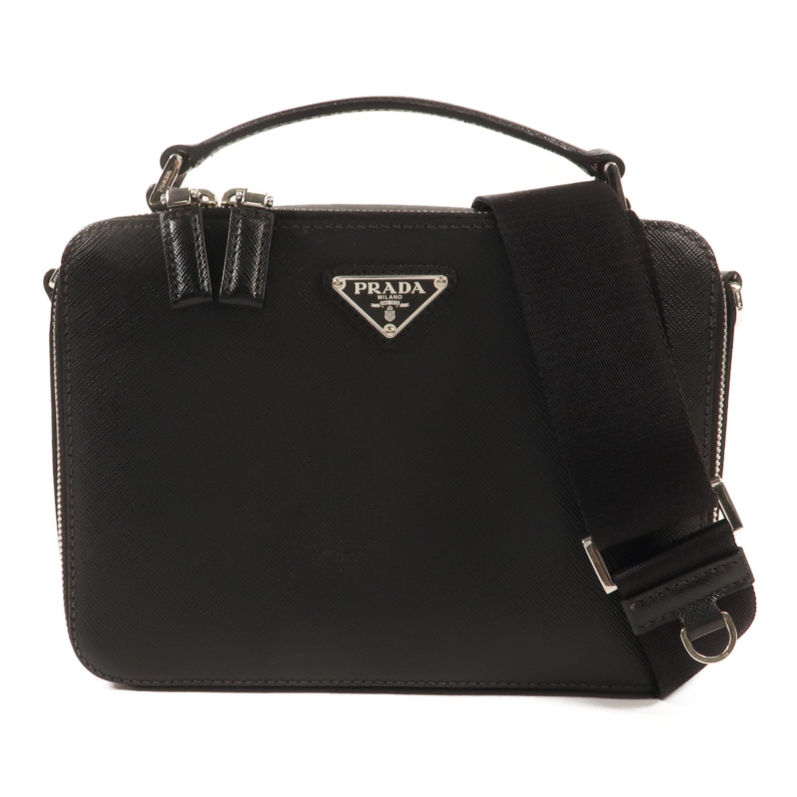 PRADA 牛皮皮革Shoulder Bag銀扣肩背袋